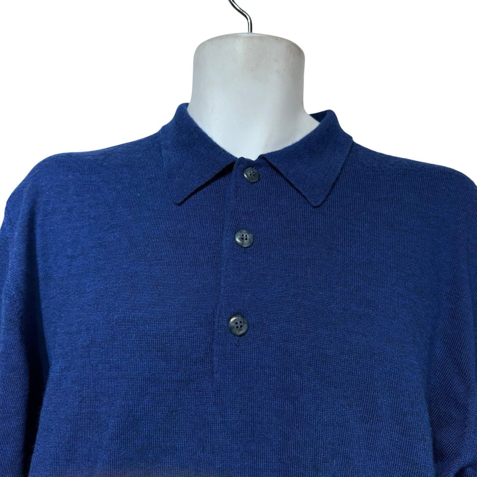 Neiman Marcus Neiman Marcus Wool Polo Sweater Blue Long Sleeve Italy M Size US M / EU 48-50 / 2 - 4 Thumbnail