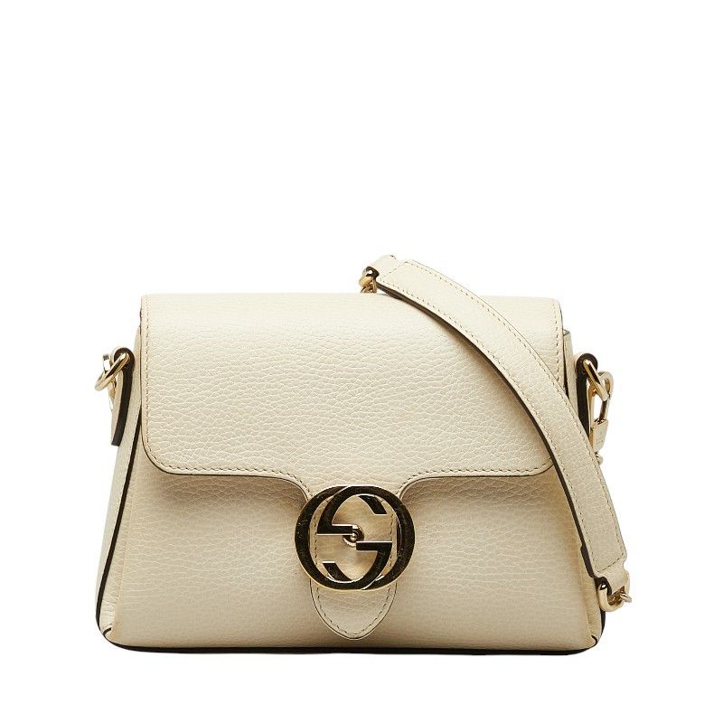image of Gucci Interlocking G Chain Shoulder Bag in White, Women's