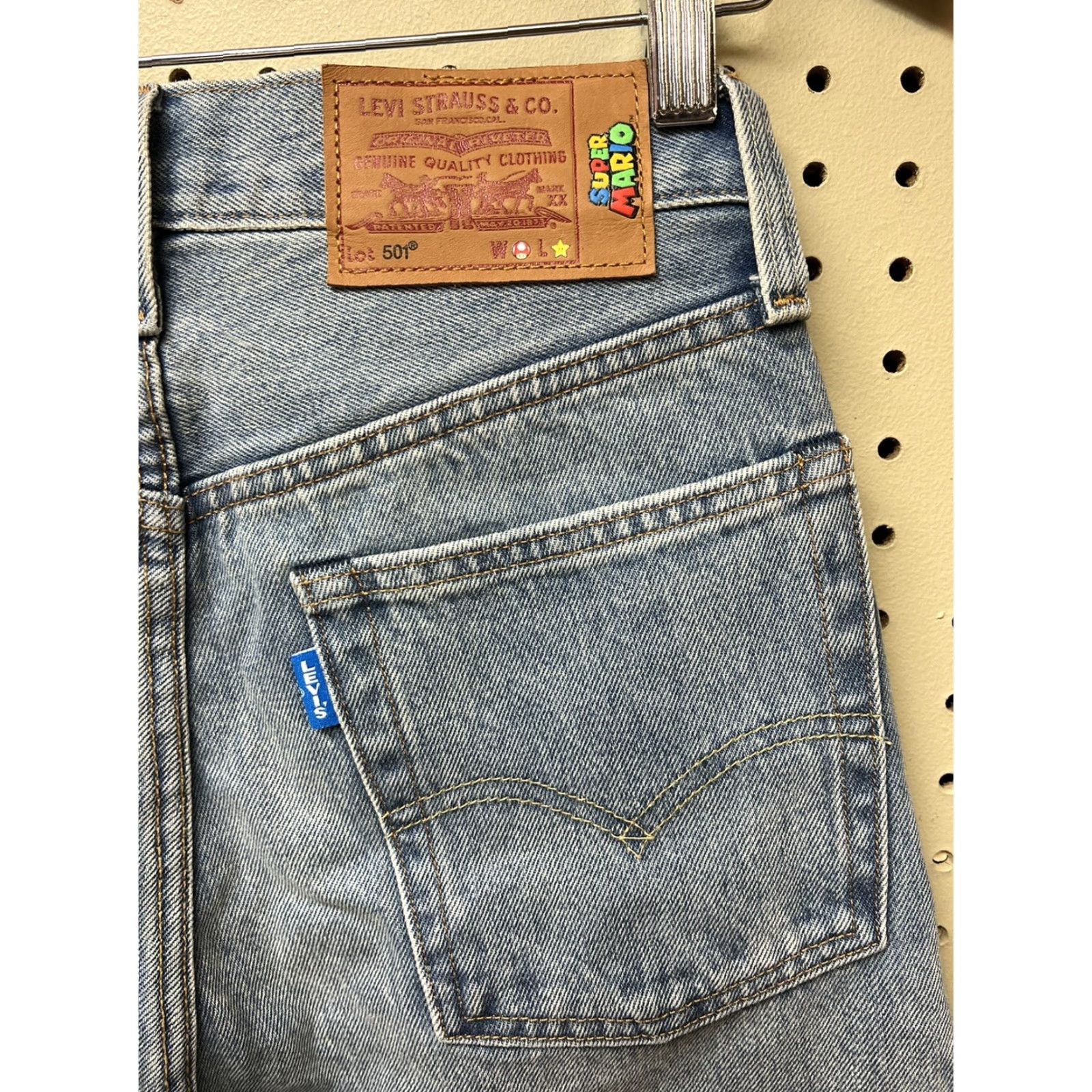 Levi's Levis X Super Mario Bros 501 Denim Jeans NWT Selvedge Button Fly 24x26 Irregular Size 42" / US 20 - 3 Thumbnail