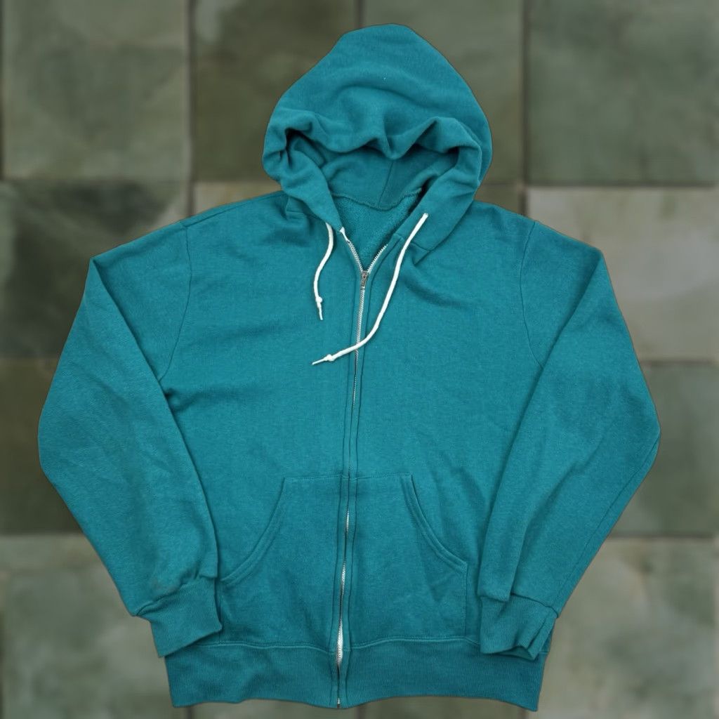 Altea Vintage Full Zip Hoodie Mens Adult Medium Teal Pockets 80s USA Cotton Blend Size US M / EU 48-50 / 2 - 1 Thumbnail