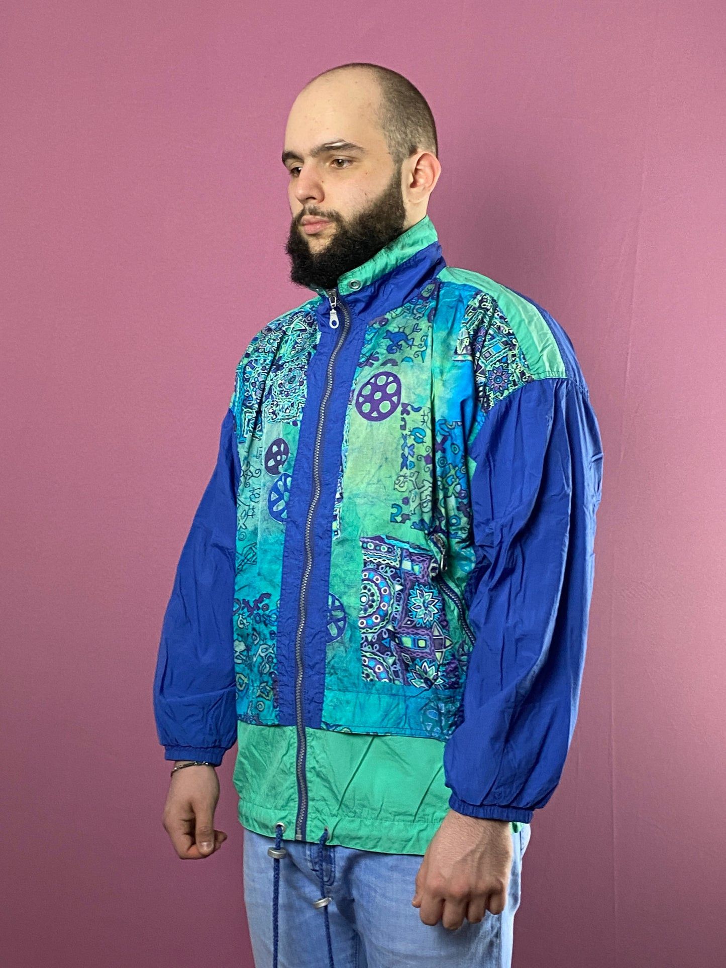 Vintage Sun Set Vintage Men's Abstract Print Windbreaker Jacket - M Size US M / EU 48-50 / 2 - 1 Thumbnail