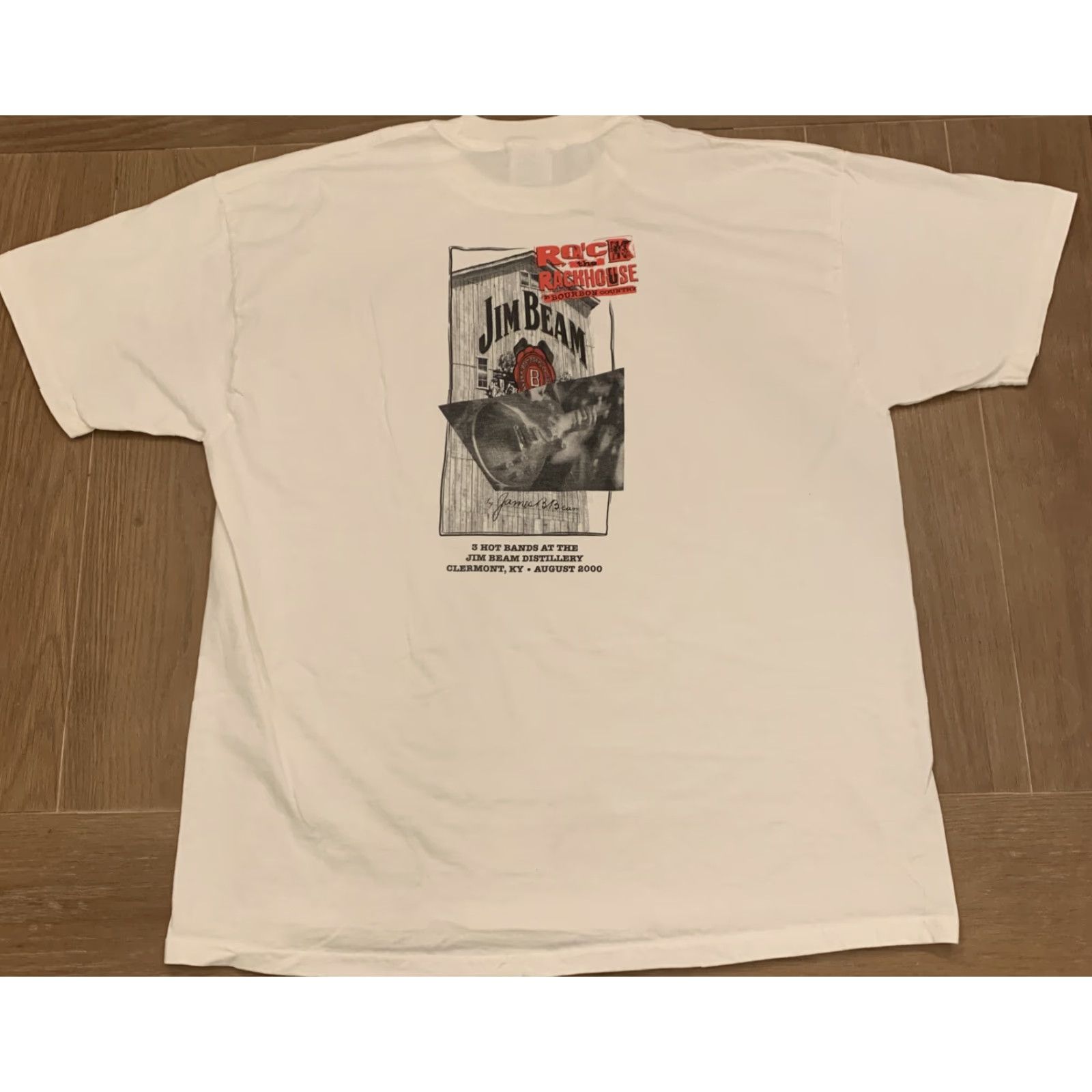 Jerzees VINTAGE Jim Beam Rock The Rackhouse T-Shirt Concert 2000 XL White Men’s T-Shirt Size US XL / EU 56 / 4 - 4 Thumbnail