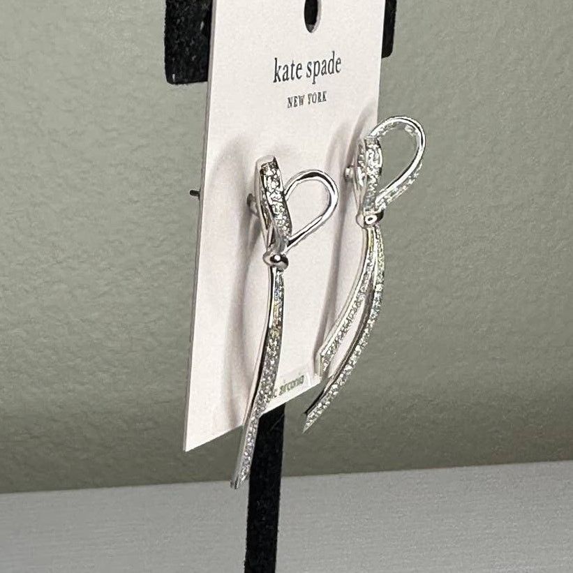 Kate Spade Kate Spade All Tied Up Paved Silver Earrings Size ONE SIZE - 6 Thumbnail