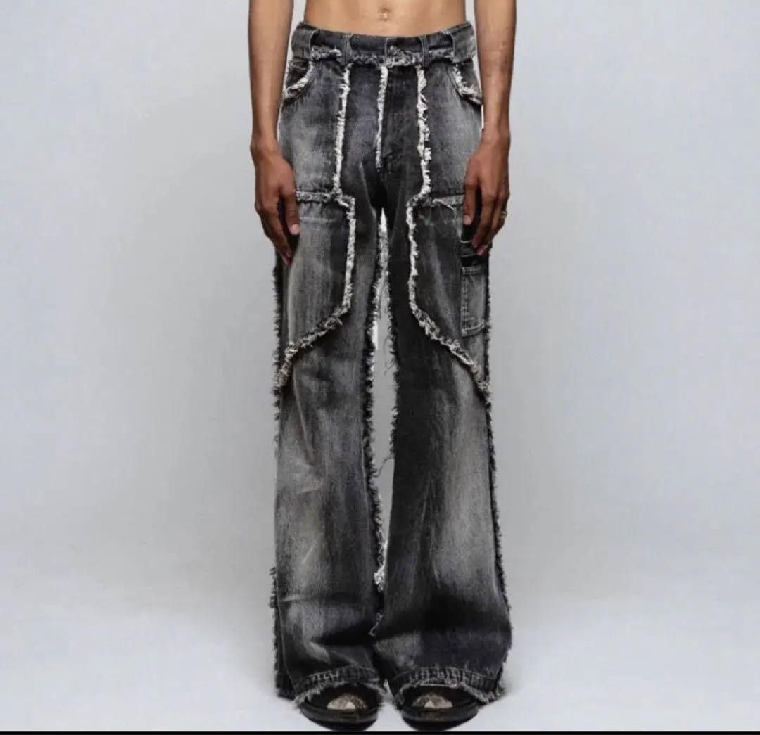 No Faith Studios No Faith Studios Flared Denim 003 Stone Grey
