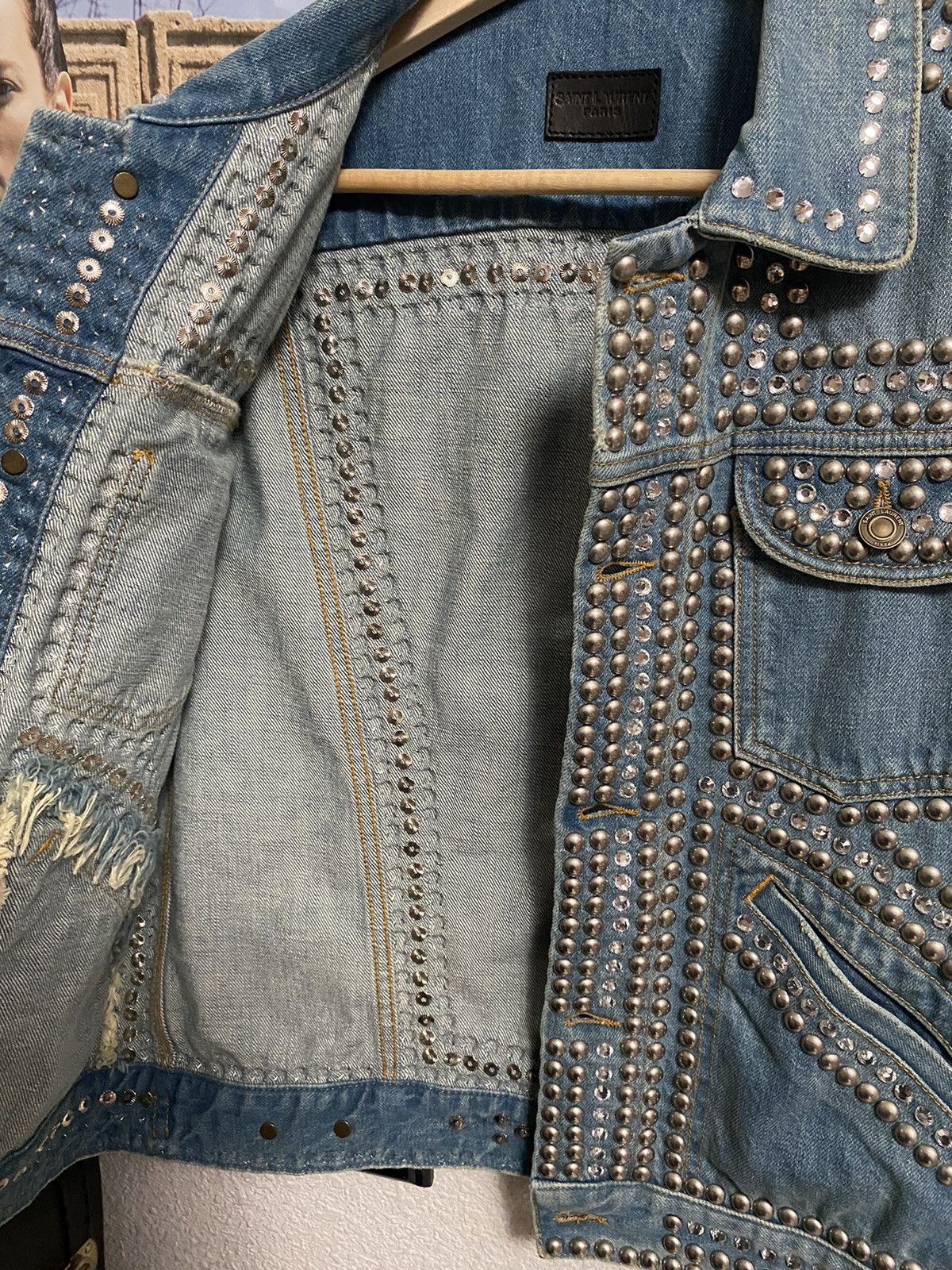 Saint Laurent Paris Saint Laurent Paris SS16 Denim Studded Crystal Jacket Size US S / EU 44-46 / 1 - 6 Thumbnail