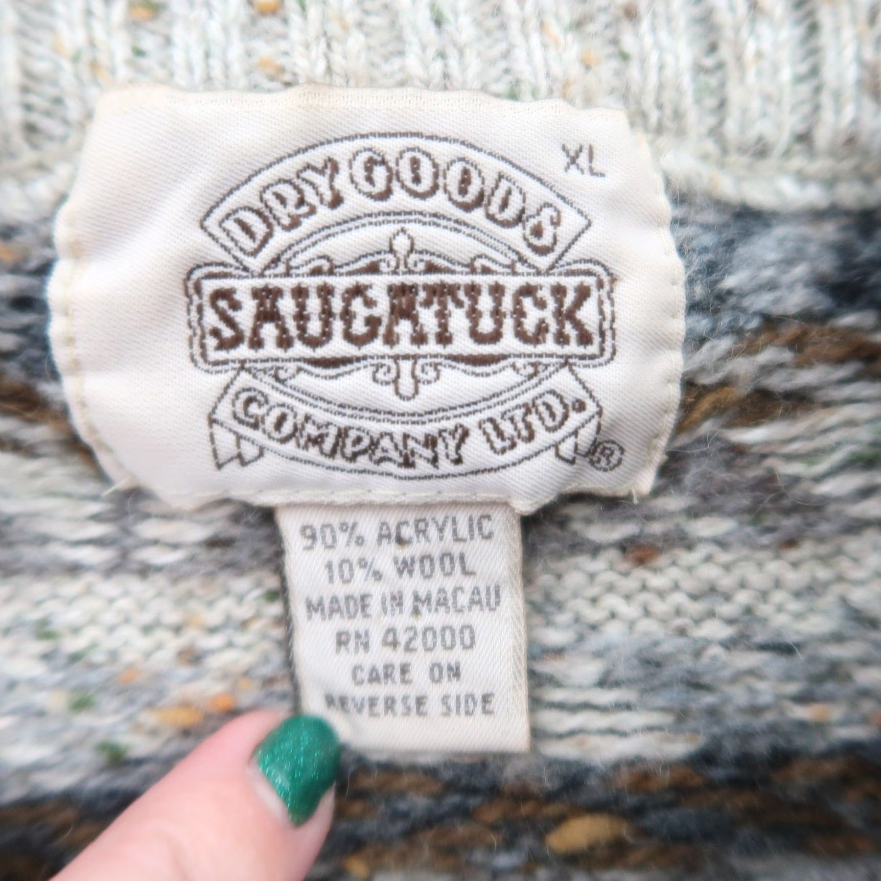 Vintage VINTAGE 90s Saugatuck Dry Goods tan snowflake knit sweater Mens XL Pullover Wool Acrylic Fair Isle Casual Fall Winter Sportswear Mens XL Size US XL / EU 56 / 4 - 5 Thumbnail