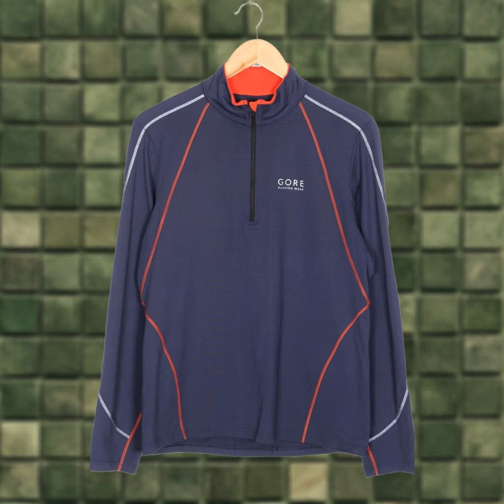 Vintage GORE RUNNING WEAR Sweatshirt Men Size M Zip Neck Stretch Blue VR3681 Size US M / EU 48-50 / 2 - 1 Thumbnail