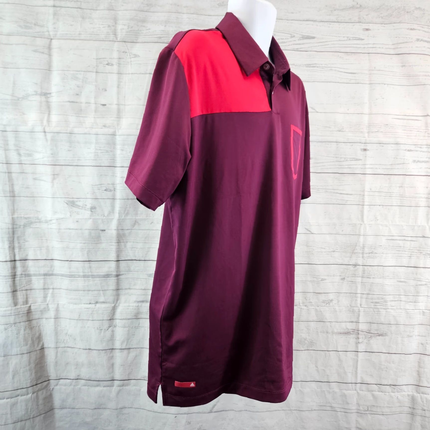 Adidas Adidas Polo Shirt Mens Large Burgundy Red Short Sleeve Puremotion Cool Max Size US L / EU 52-54 / 3 - 3 Thumbnail