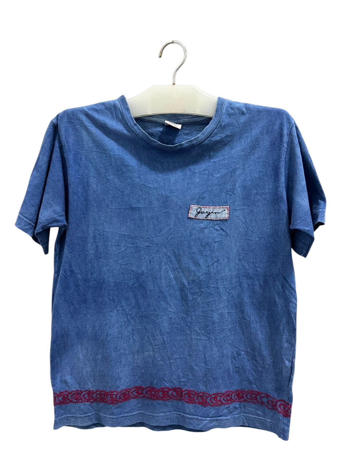 Japanese Brand BLUE WASHED DENIM KAIHARA KOJIMA EMBROIDERY GAIJIN MADE TEE Size US S / EU 44-46 / 1 - 1 Thumbnail