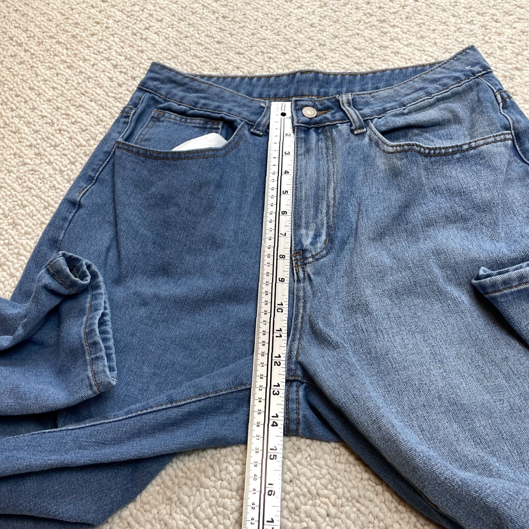 Shein SheIn Jeans Womens XL Blue Denim Medium Wash High Rise Mom 32x26 5-Pocket Design Stretch Size 40" / US 18 - 4 Thumbnail