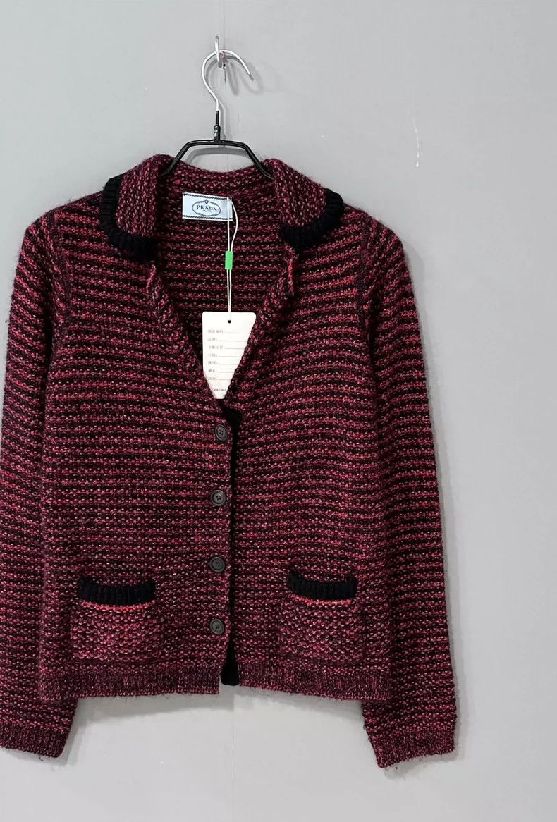 Prada Prada Size 38 Black and red tweed knitted cardigan sweater Size US XS / EU 42 / 0 - 2 Thumbnail