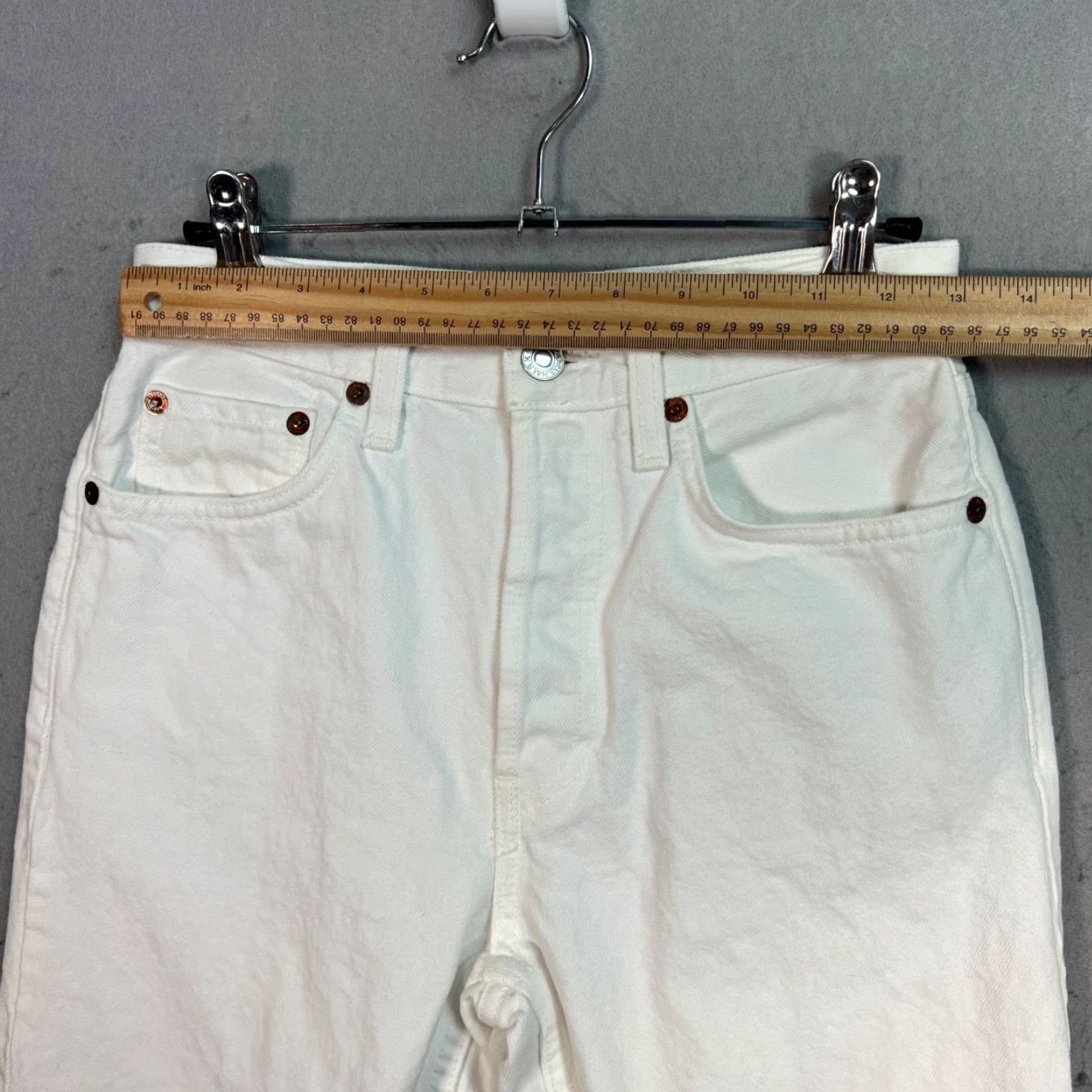 RE/DONE VINTAGE Re/Done Whites High-Waisted Straight-Leg Jeans Adult Women 25 White Denim 90s Style Womens Size 42" / US 20 - 5 Thumbnail
