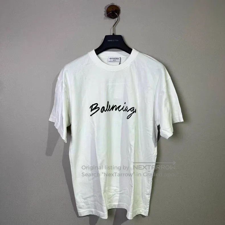 Balenciaga Balenciaga Cursive Letter White Short-Sleeve Size US M / EU 48-50 / 2 - 1 Thumbnail