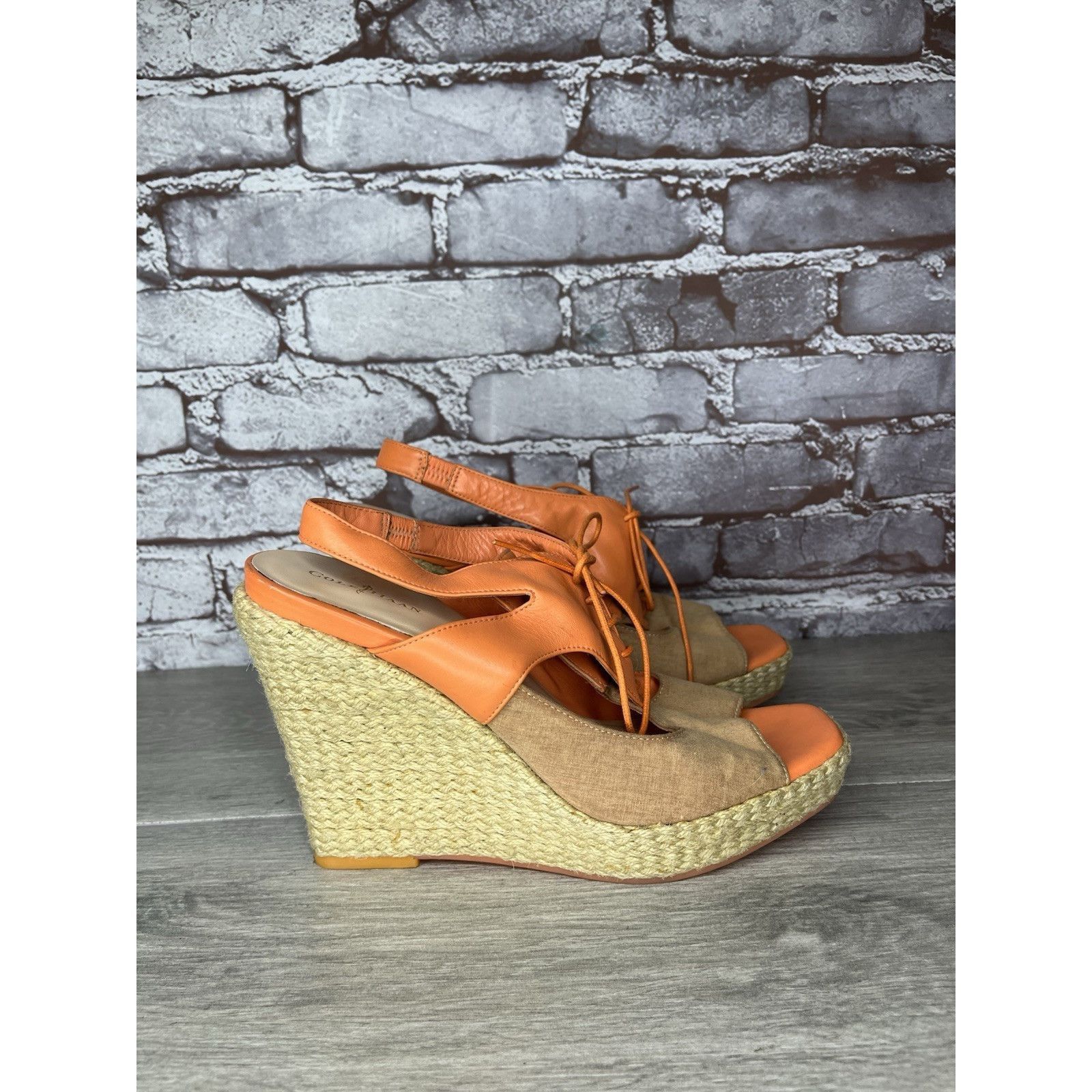 Cole Haan Cole Haan Orange Leather Lace Up Wedge Espadrilles Sandals W Size US 9.5 / IT 39.5 - 21 Thumbnail
