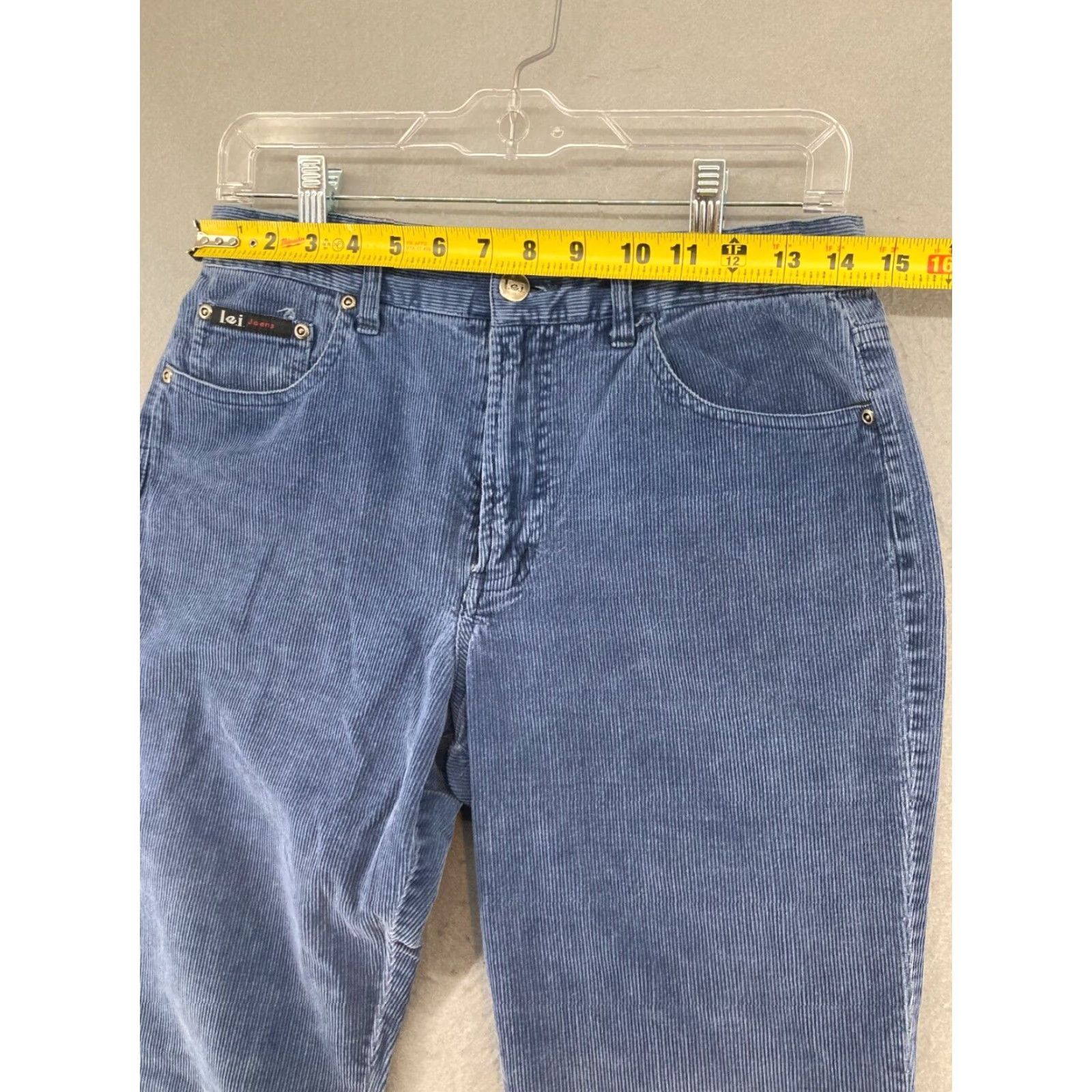 Vintage VINTAGE LEI Womens Pants 7 Blue Corduroy Flare 90s Retro Size 28" / US 6 / IT 42 - 2 Thumbnail