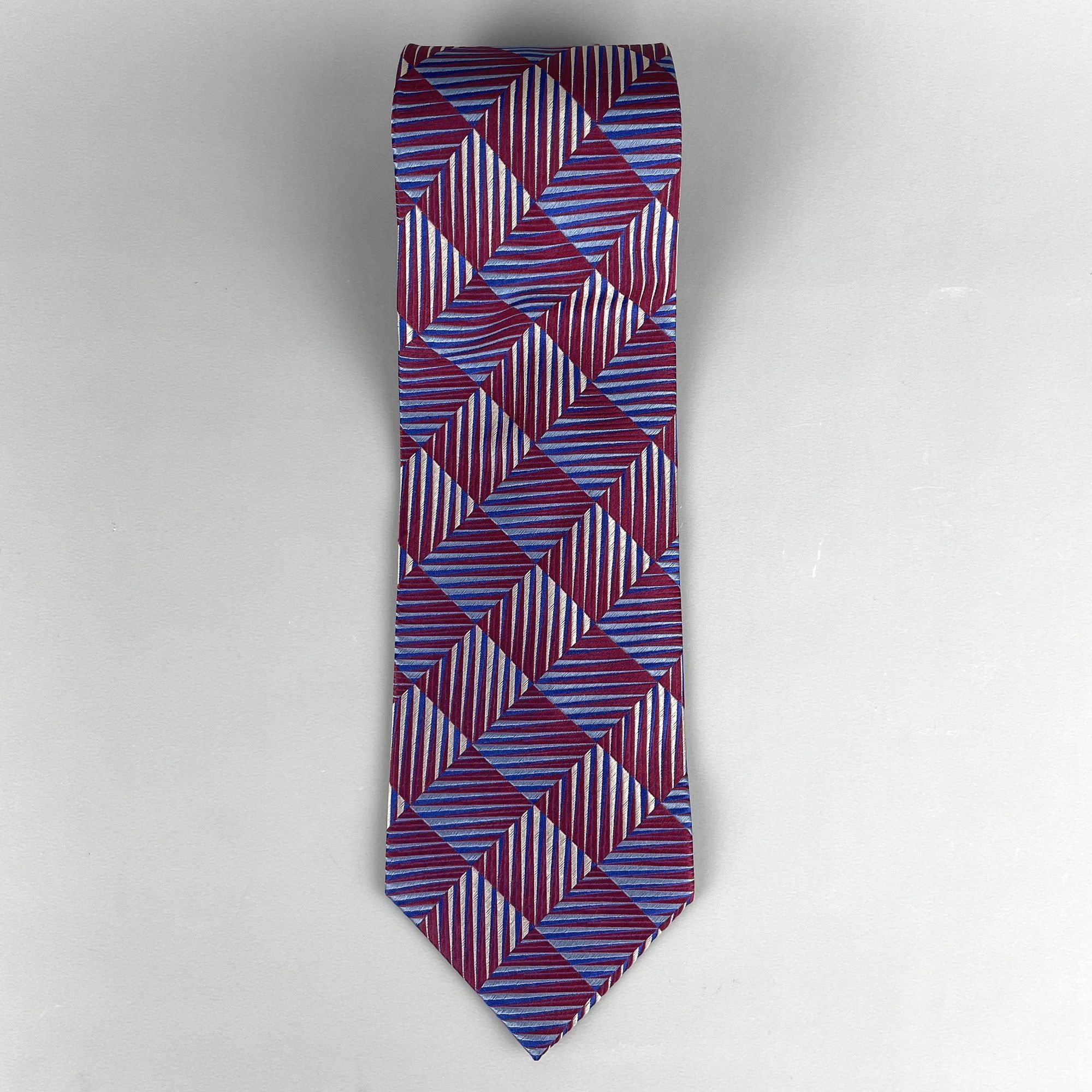 Jhane Barnes Jhane Barnes Burgundy Red Geometric Diamond Print Silk Tie Size ONE SIZE - 5 Thumbnail