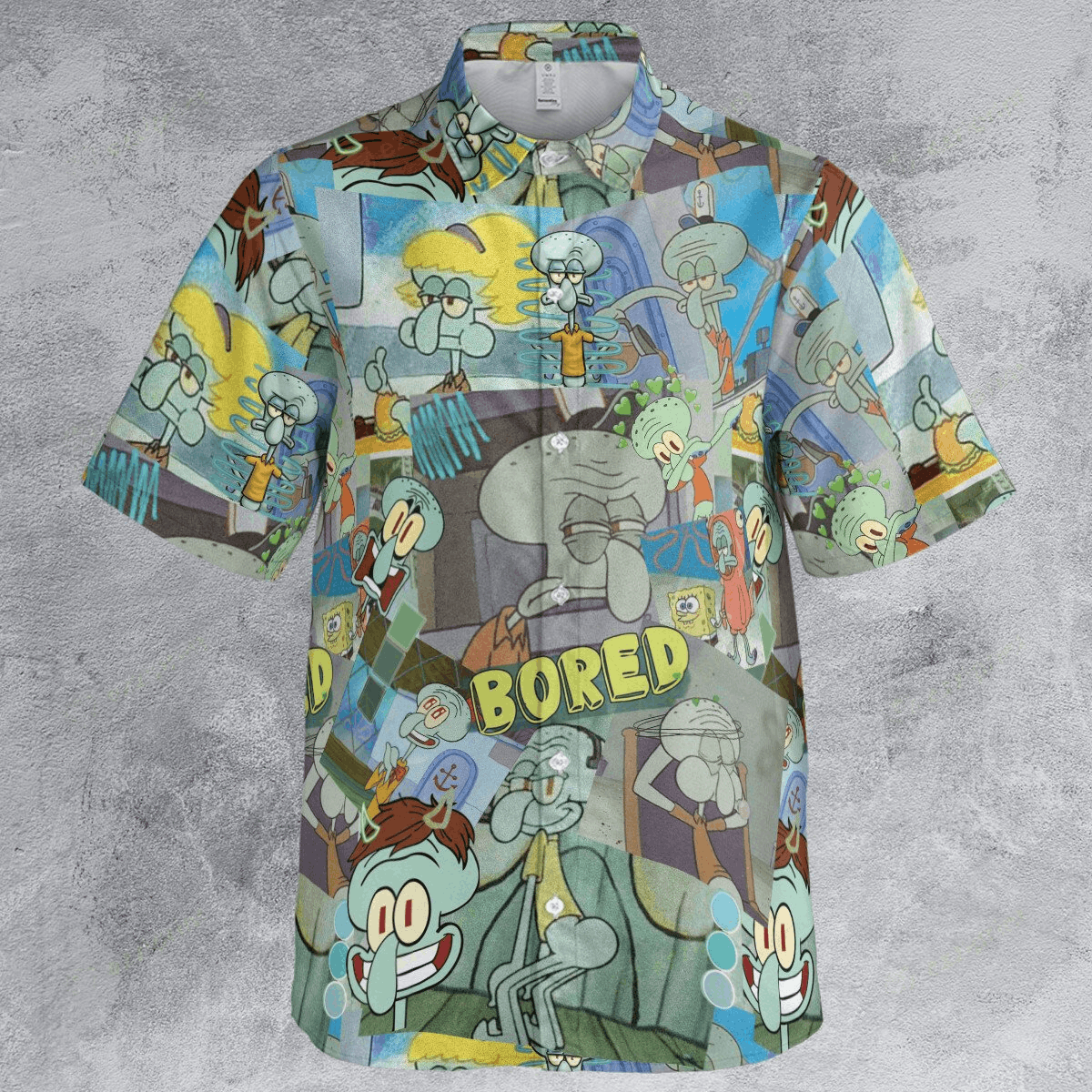 The Unbranded Brand Bored Squidward Button Down Shirt – Spongebob Meme Shirt Size US S / EU 44-46 / 1 - 2 Thumbnail