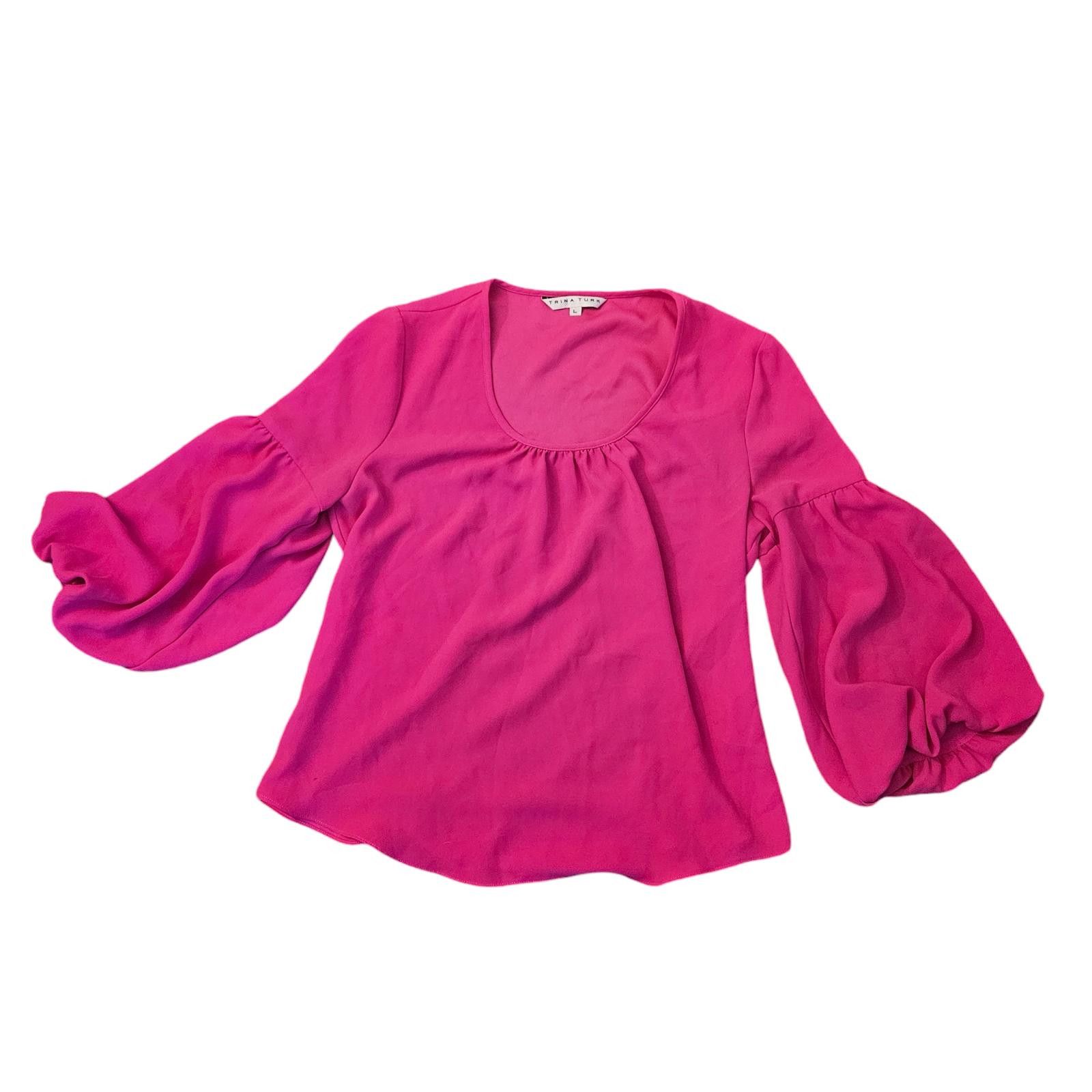 Designer Trina Turk Hot Pink Balloon Sleeve Blouse - Size L Size L / US 10 / IT 46 - 5 Thumbnail