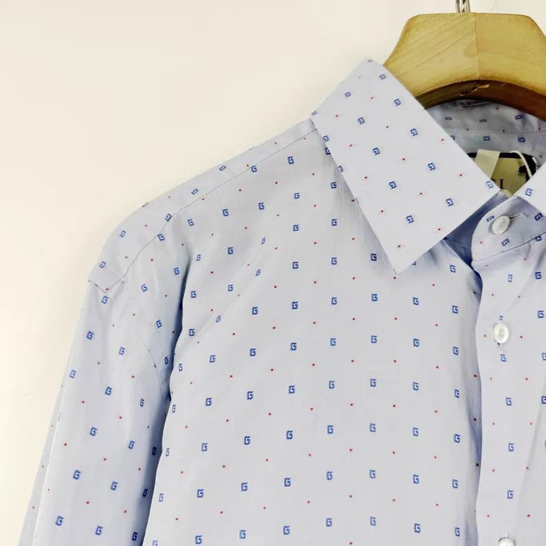 Gucci Gucci Light blue lapel embroidered G logo long-sleeved shi Size M / US 6-8 / IT 42-44 - 5 Thumbnail