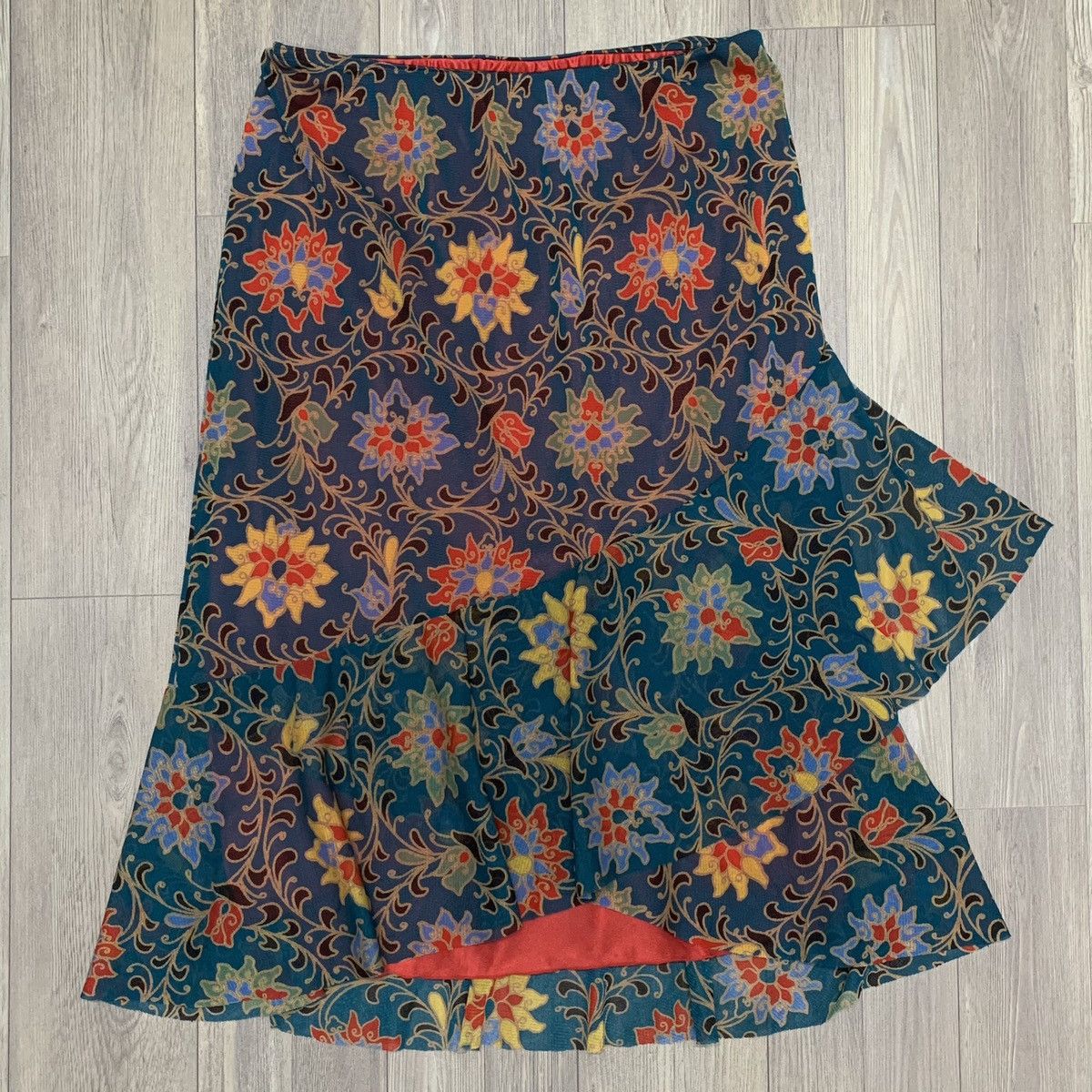 image of Vivienne Tam Arabesque Frill Mesh Skirt in Blue, Women's (Size 26)