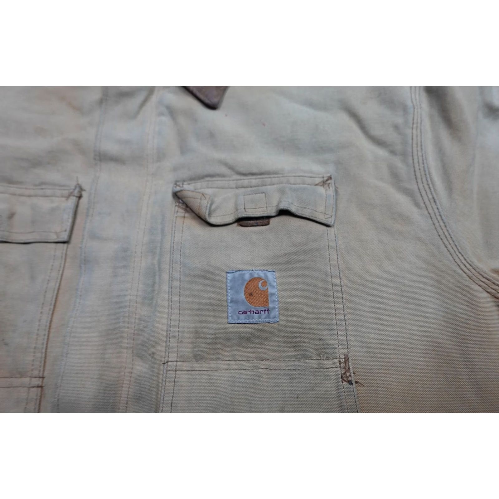 Carhartt VINTAGE Carhartt Jacket Coat Parka Men XL Beige Duck Canvas Workwear Distressed Faded Parka Size US XL / EU 56 / 4 - 3 Thumbnail