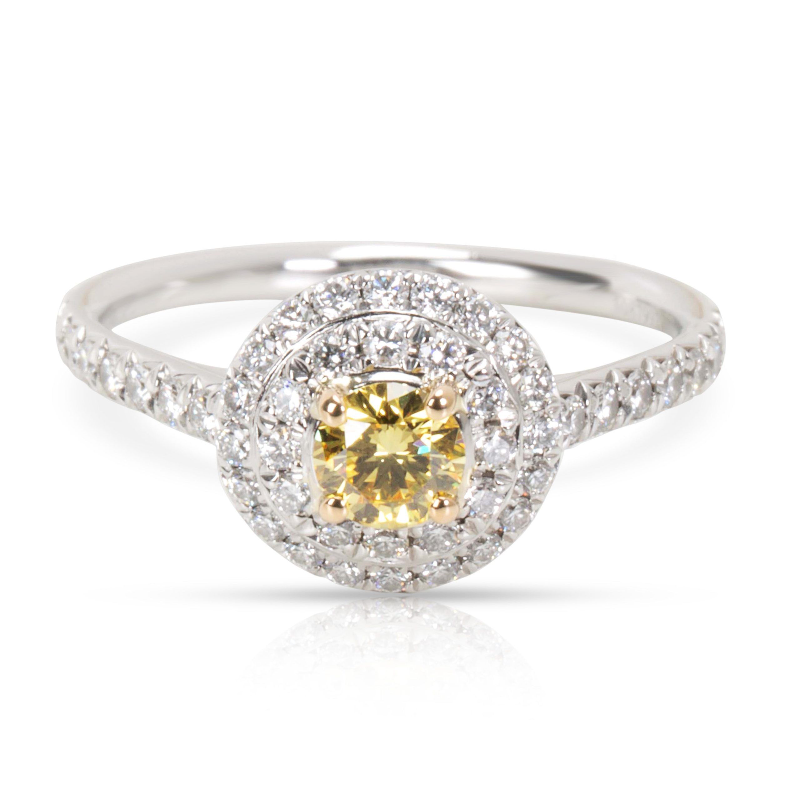 image of Tiffany Co Tiffany & Co. Soleste Fancy Intense Yellow Diamond Engagement Ring In Platinum, Women's