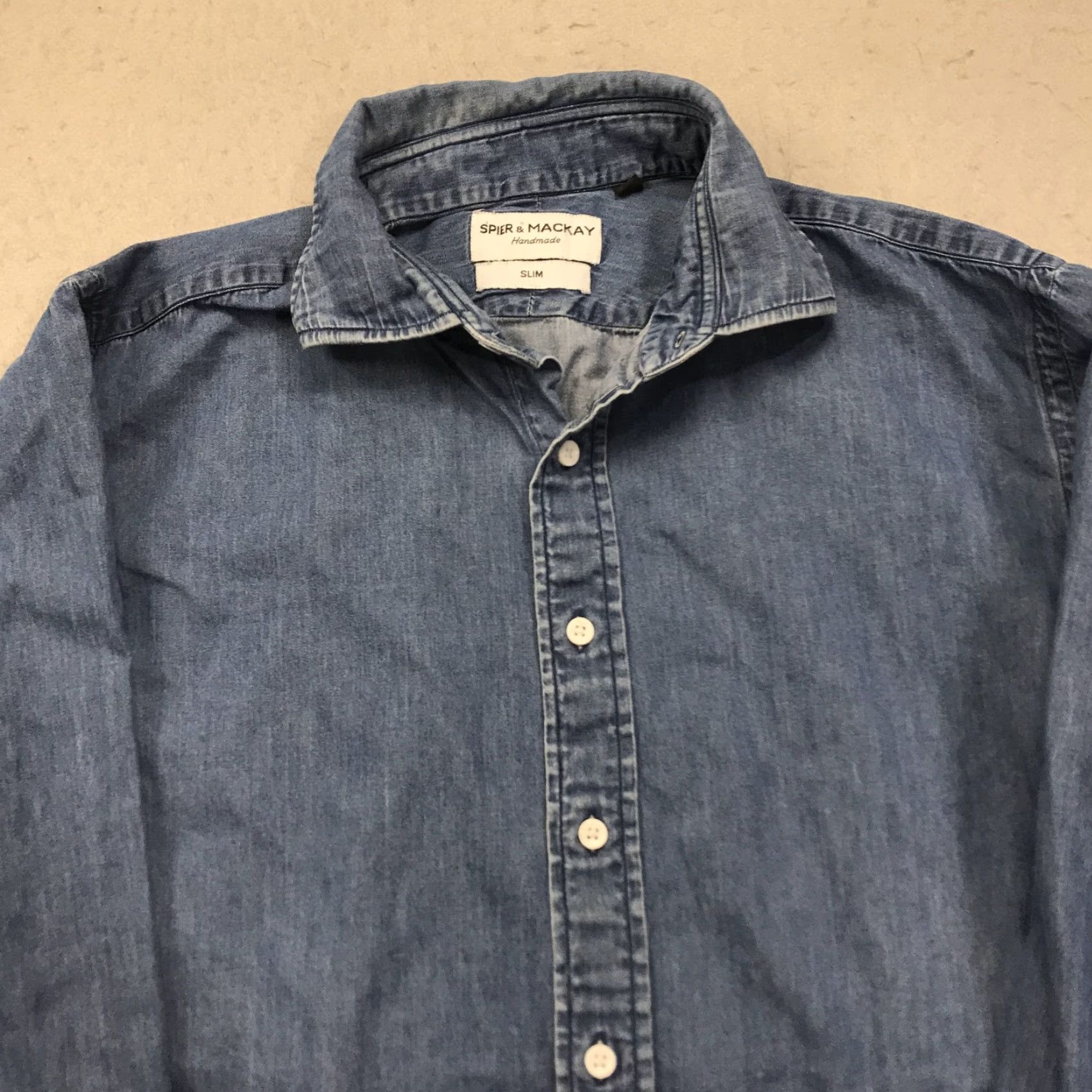 Vintage Spier & Mackay Shirt Mens 15.5 Blue Slim Button-Up Long Sleeve Casual Gift? Size US L / EU 52-54 / 3 - 2 Thumbnail