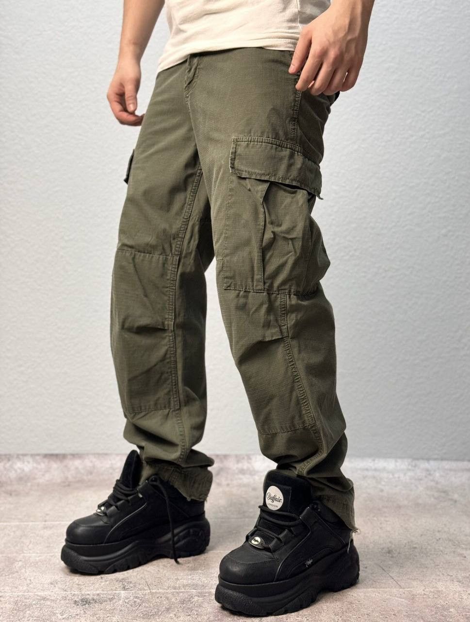 Carhartt Cargo Vintage Pants Carhartt Double Knee Baggy Fit Opium Size US 31 - 3 Thumbnail