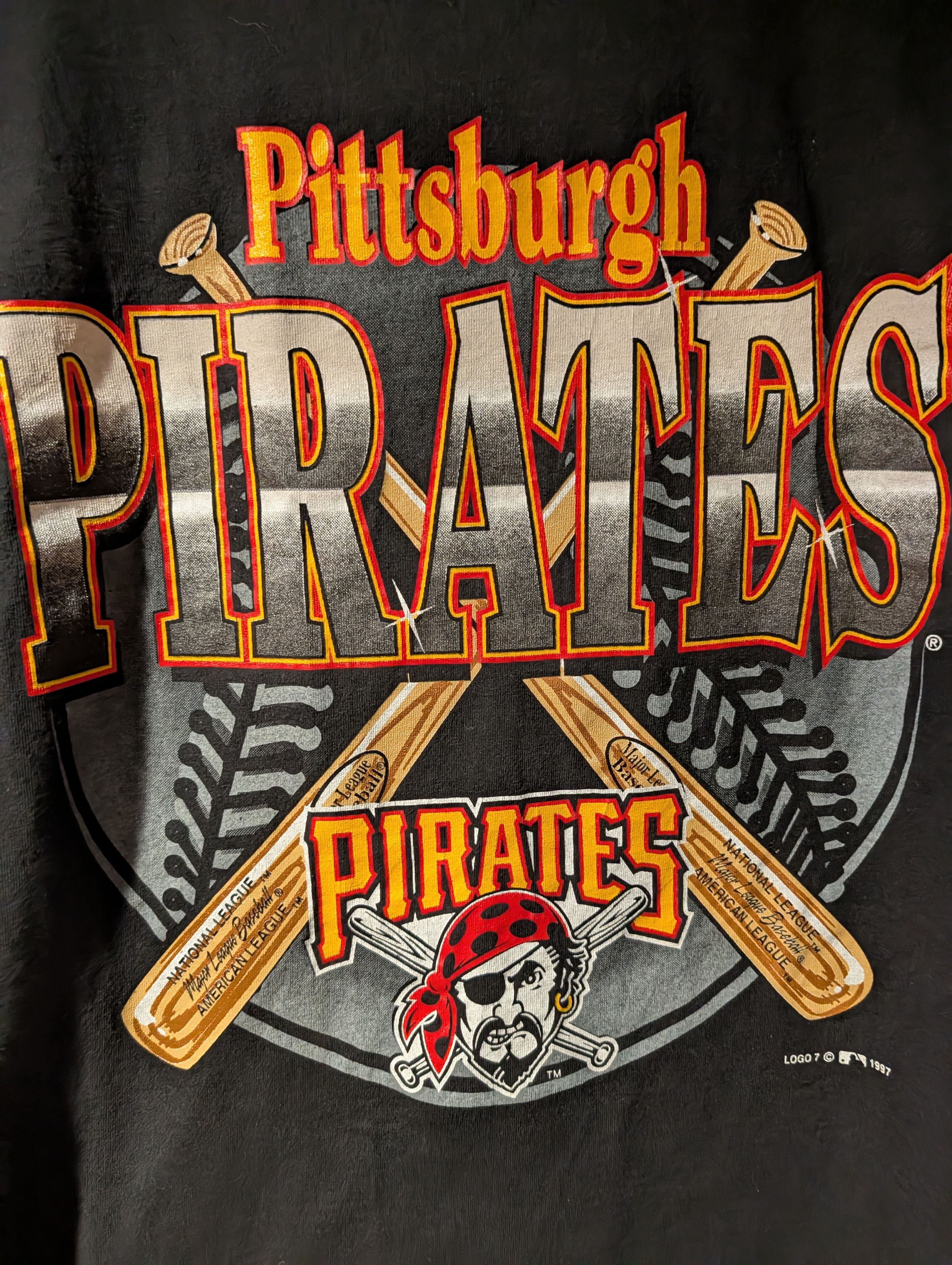 MLB Vintage 1997 Pittsburgh Pirates Logo 7 Big Print T-Shirt Size US L / EU 52-54 / 3 - 2 Thumbnail