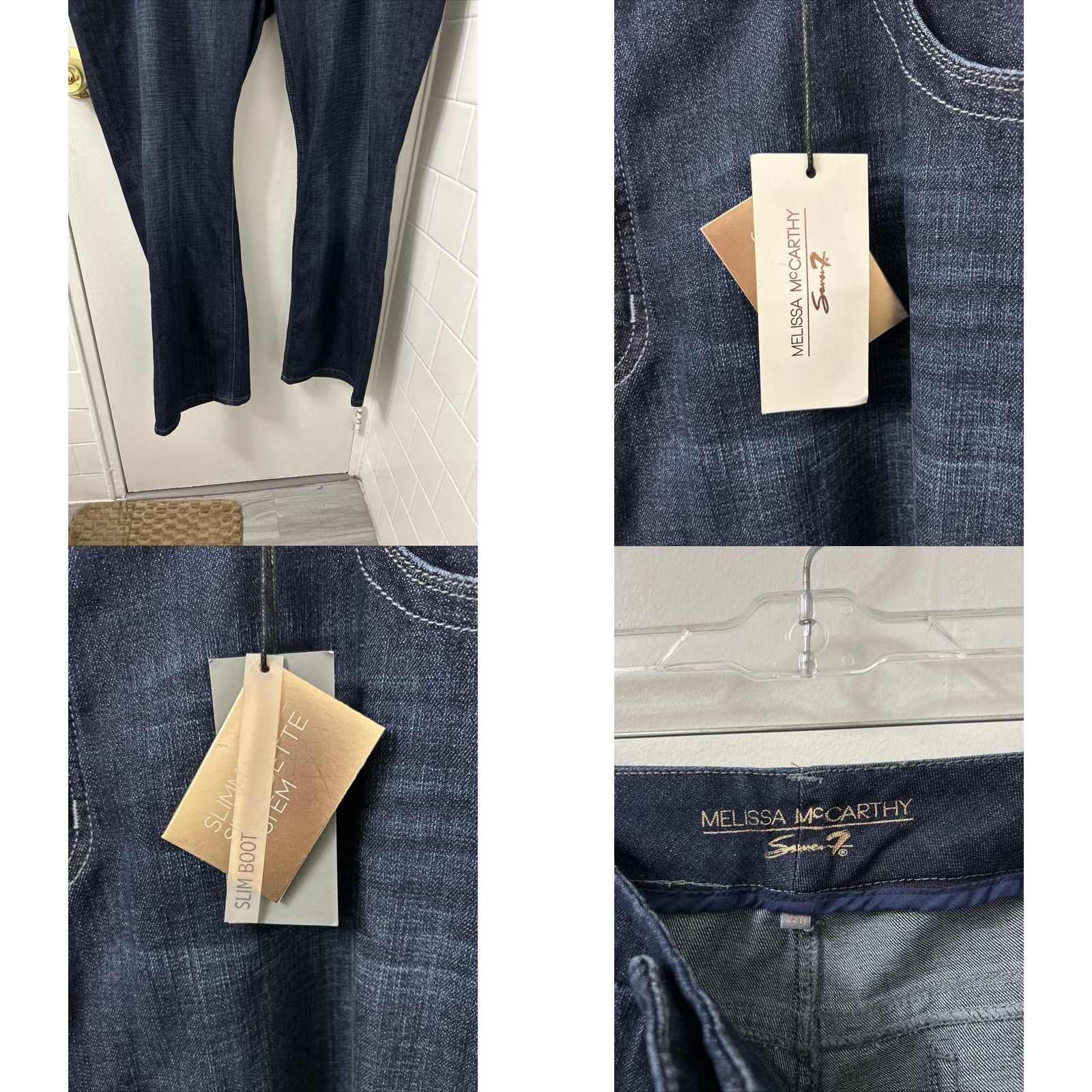 Melissa Melissa McCarthy Seven7 Jeans Slim Boot Womens 22W 31L Dark Wash Denim Blue Stretch Pockets 5-Pocket Regular Size Type Mens? Size 40" / US 18 - 8 Thumbnail