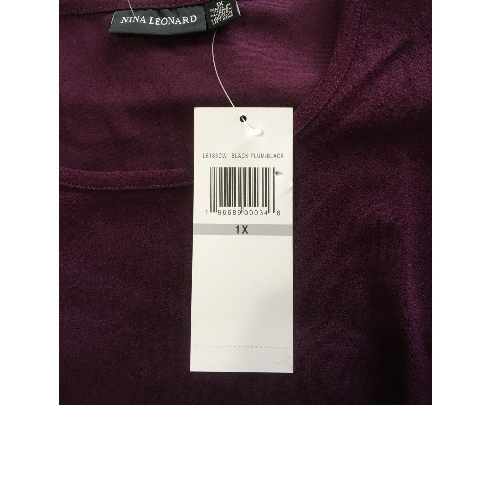Other NWT Nina Leonard XL Burgundy and Black Pleather LS Dress Size XL / US 12-14 / IT 48-50 - 3 Thumbnail