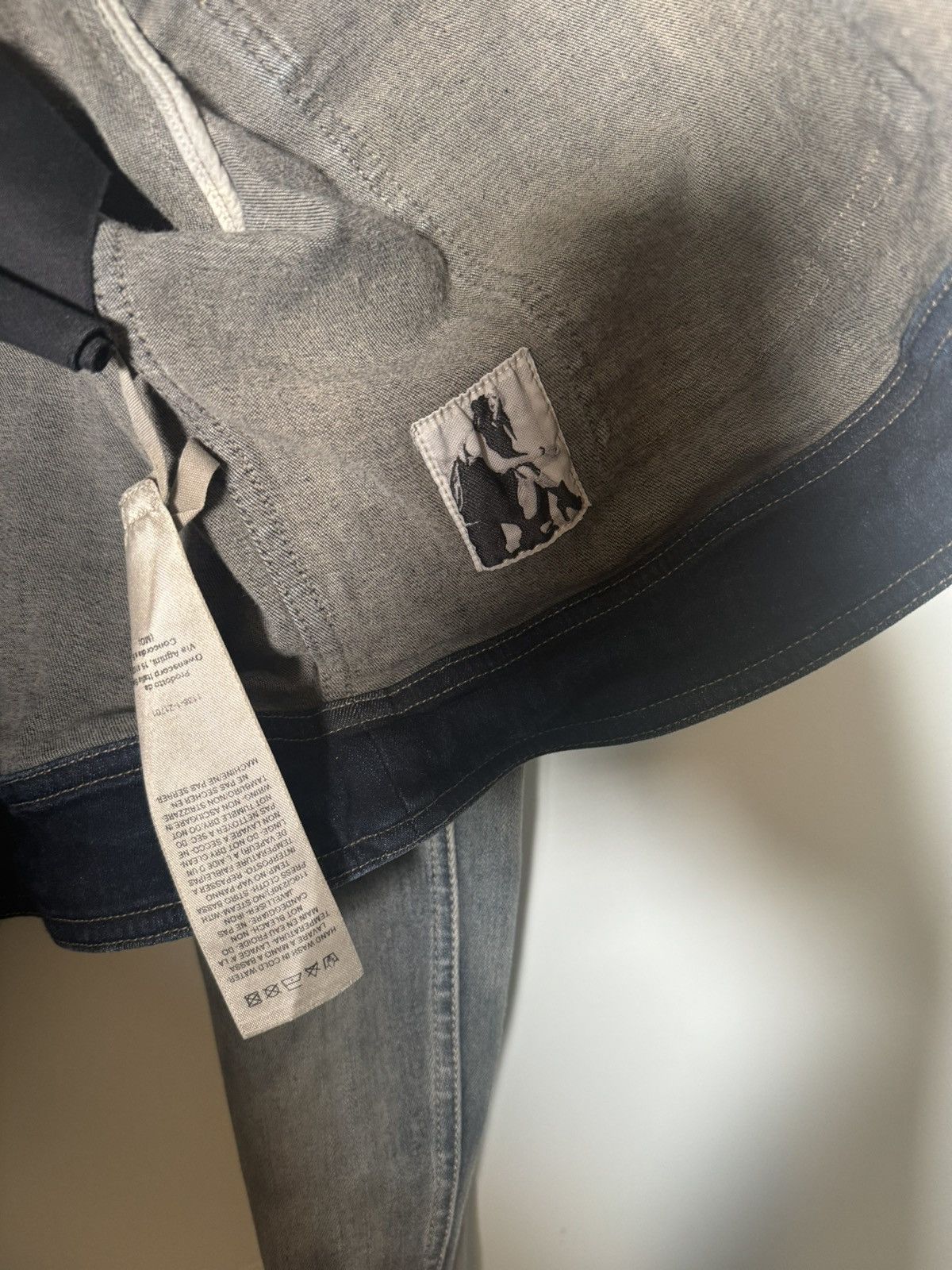 Rick Owens DRKSHDW Blue Brown Cropped Denim Jacket