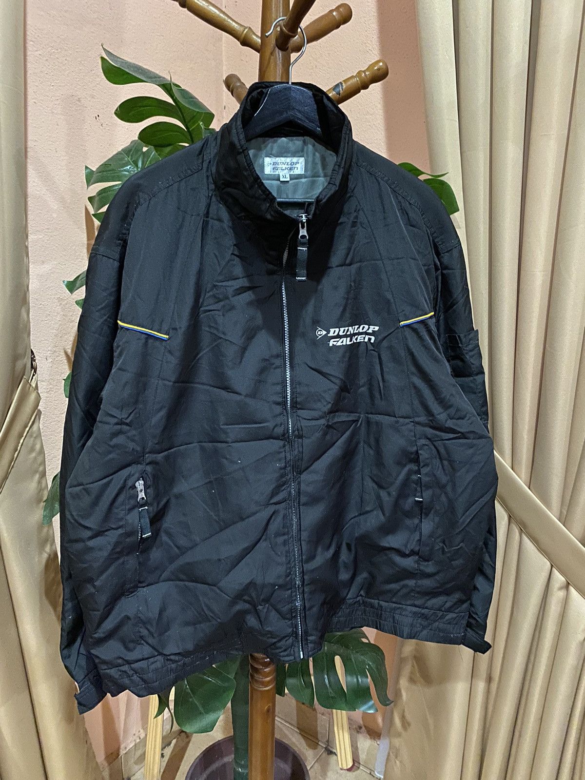 Vintage Dunlop Falken Racing Jacket – Black Lightweight Zip-Up, XL Size US XL / EU 56 / 4 - 3 Thumbnail