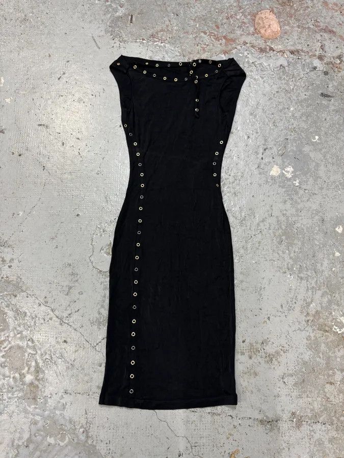 Versace 2000s Versace Eyelet Black Long Dress Size S / US 4 / IT 40 - 1 Thumbnail