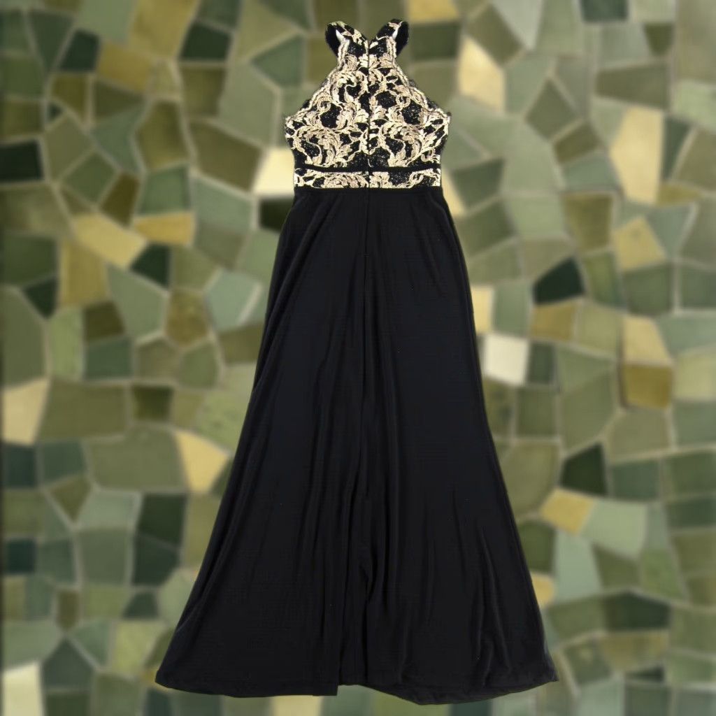 Vintage VINTAGE Morgan & Co. Black Gold High Neck Sleeveless Long Tank Formal Party Dress 1/2 Size XS / US 0-2 / IT 36-38 - 1 Thumbnail