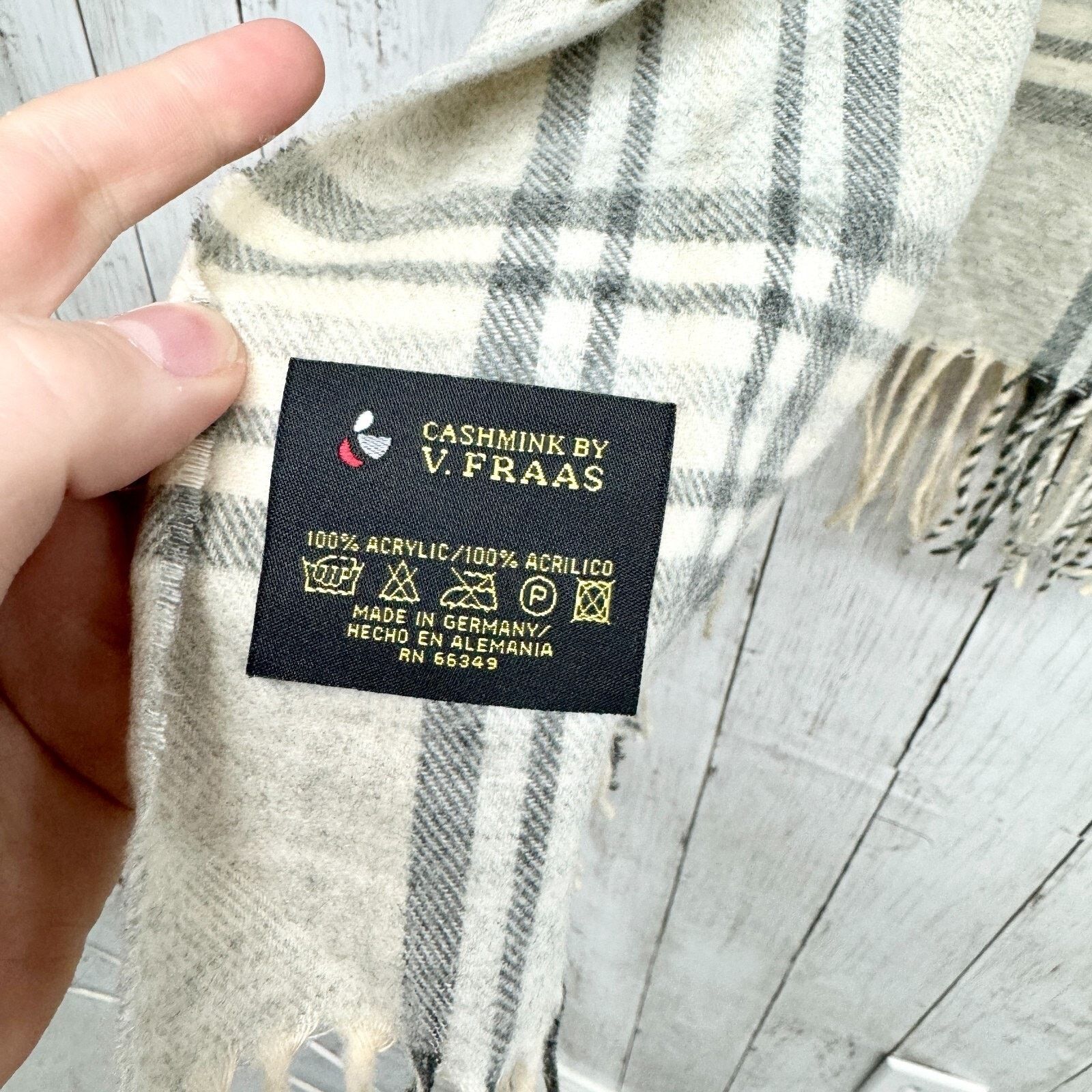 Other Vtg Cashmink by V. Fraas Scarf Unisex Plaid Frayed End Size ONE SIZE - 2 Thumbnail