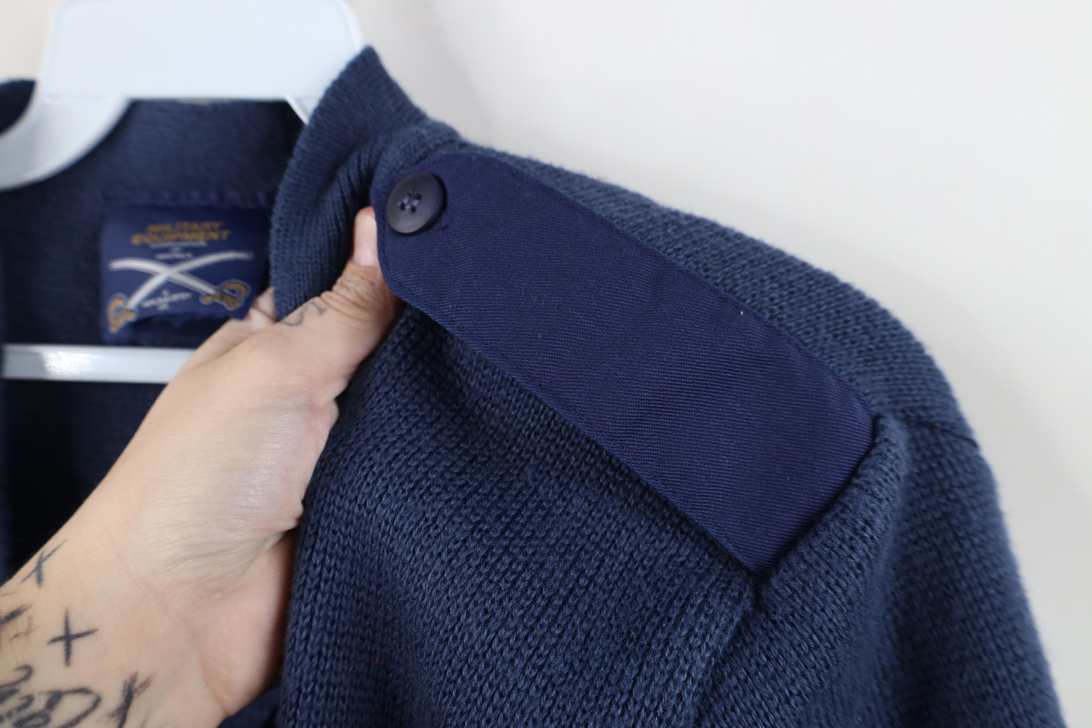 Vintage Vintage 90s Knit Military Commando Cardigan Sweater Blue USA Size US S / EU 44-46 / 1 - 8 Thumbnail