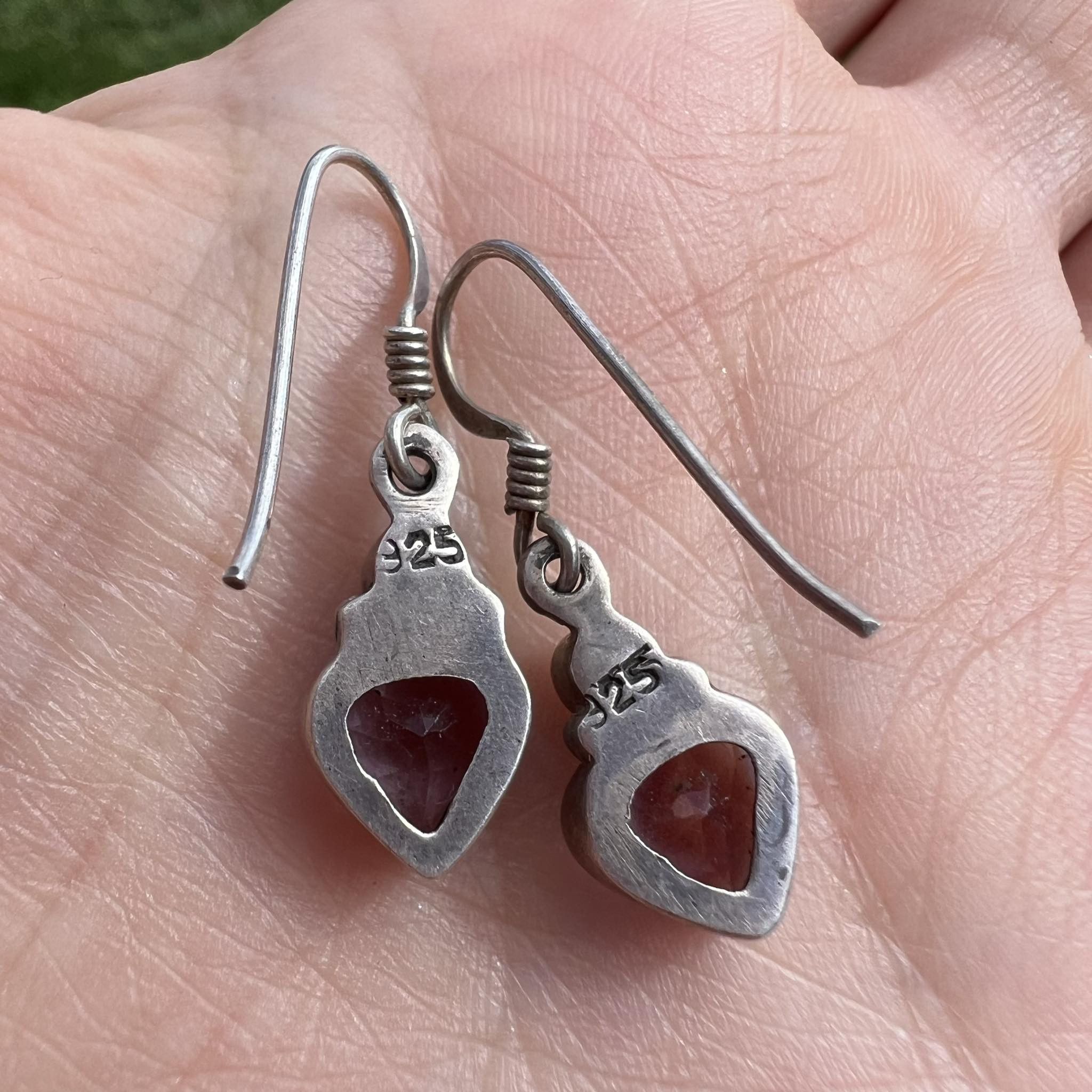 Sterling Silver Vintage Sterling Silver 925 earrings Amethyst Stone Marked Size ONE SIZE - 2 Thumbnail