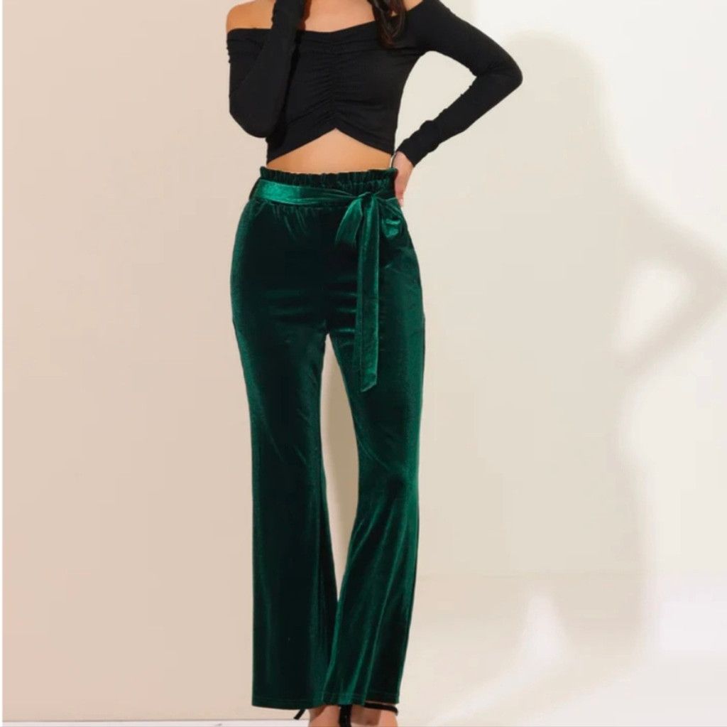 Other Allegra K green velour pants size small Size 26" / US 2 / IT 38 - 8 Thumbnail