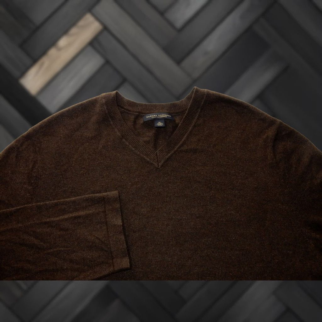 Banana Republic Banana Republic Sweater Men's Silk&Cashmere Blend XL Pullover Brown Solid Neat 2009s Size US XL / EU 56 / 4 - 1 Thumbnail