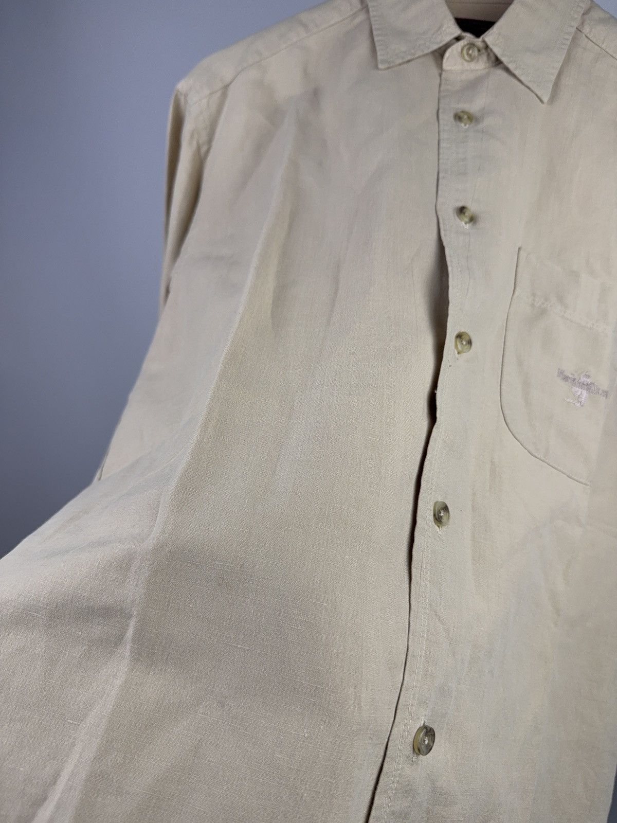 Marlboro Classics 90s Marlboro Classics Beige Linen Work Shirt Vintage L Size US L / EU 52-54 / 3 - 8 Thumbnail
