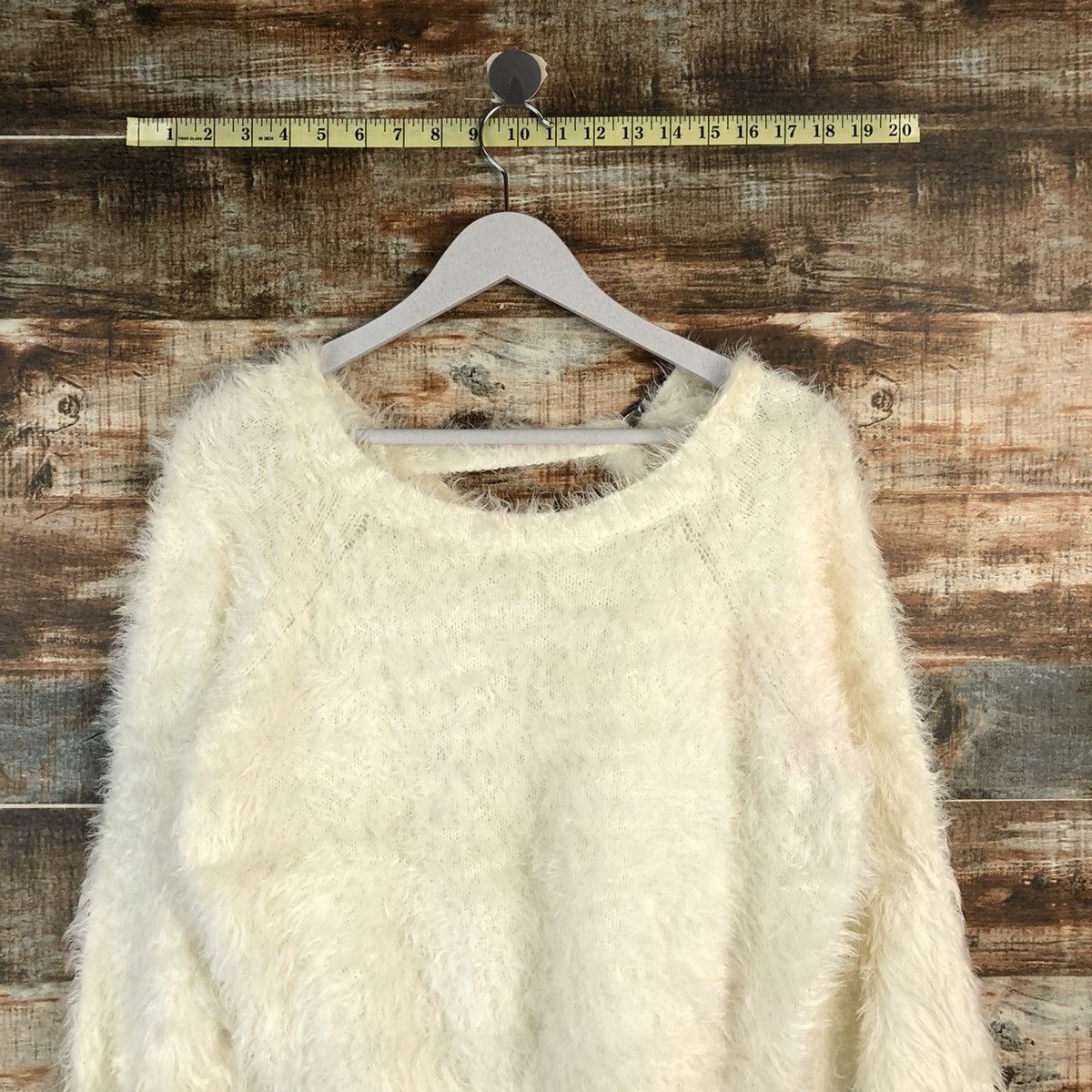 Homespun Knitwear DLL Heather White fur shaggy Mohair Knitwear #C235 Size S / US 4 / IT 40 - 2 Thumbnail