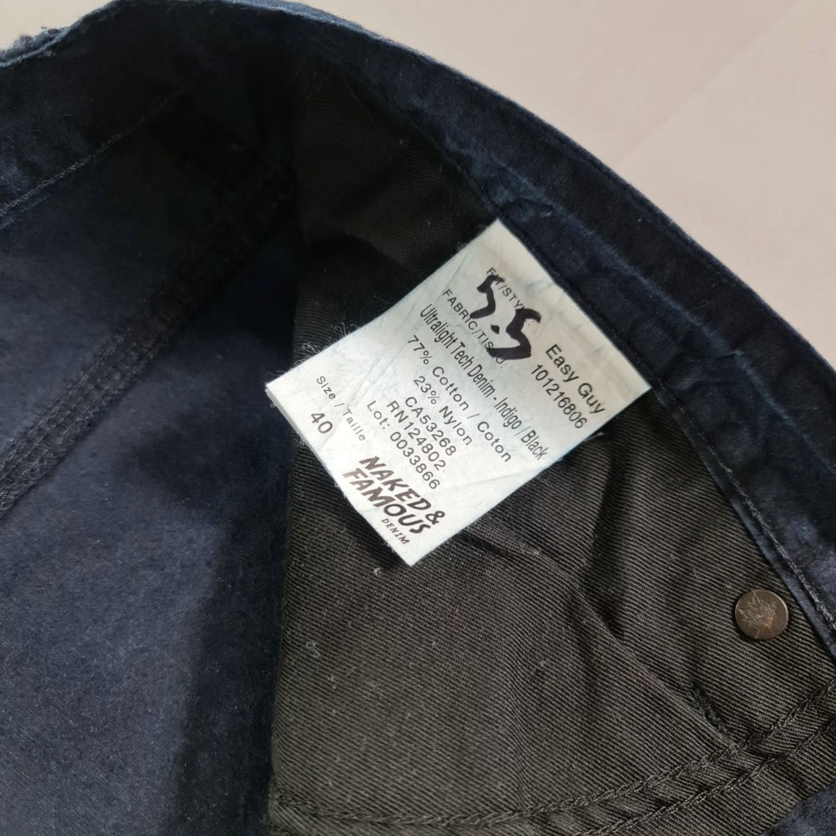 Vintage Naked & Famous Denim Jeans Blue W40 L33 Easy Guy 5.5oz Ultralight Tech Denim Jeans Relaxed Regular Mens 40x33 Blue Vintage? Size US 40 / EU 56 - 5 Thumbnail