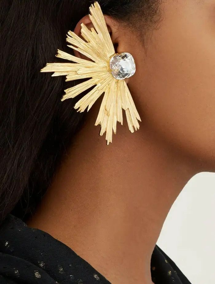 Saint Laurent Paris o1tp1o1224 Size: OS/Crystal Sunrice Earrings in Golden Size ONE SIZE - 3 Thumbnail