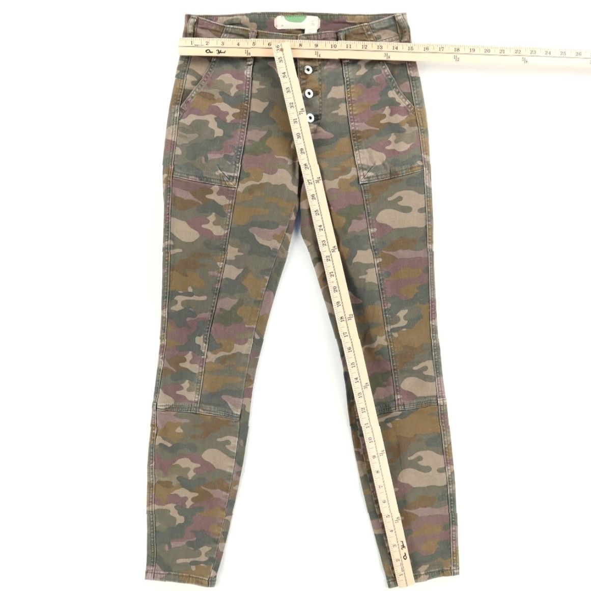 Anthropologie Anthropologie Slim Jeans Cotton Canvas Camouflage Button Fly Women's 28 Multi-Colored casual pants/jeans Women's 28 Camouflage Jeans Size 28" / US 6 / IT 42 - 3 Thumbnail