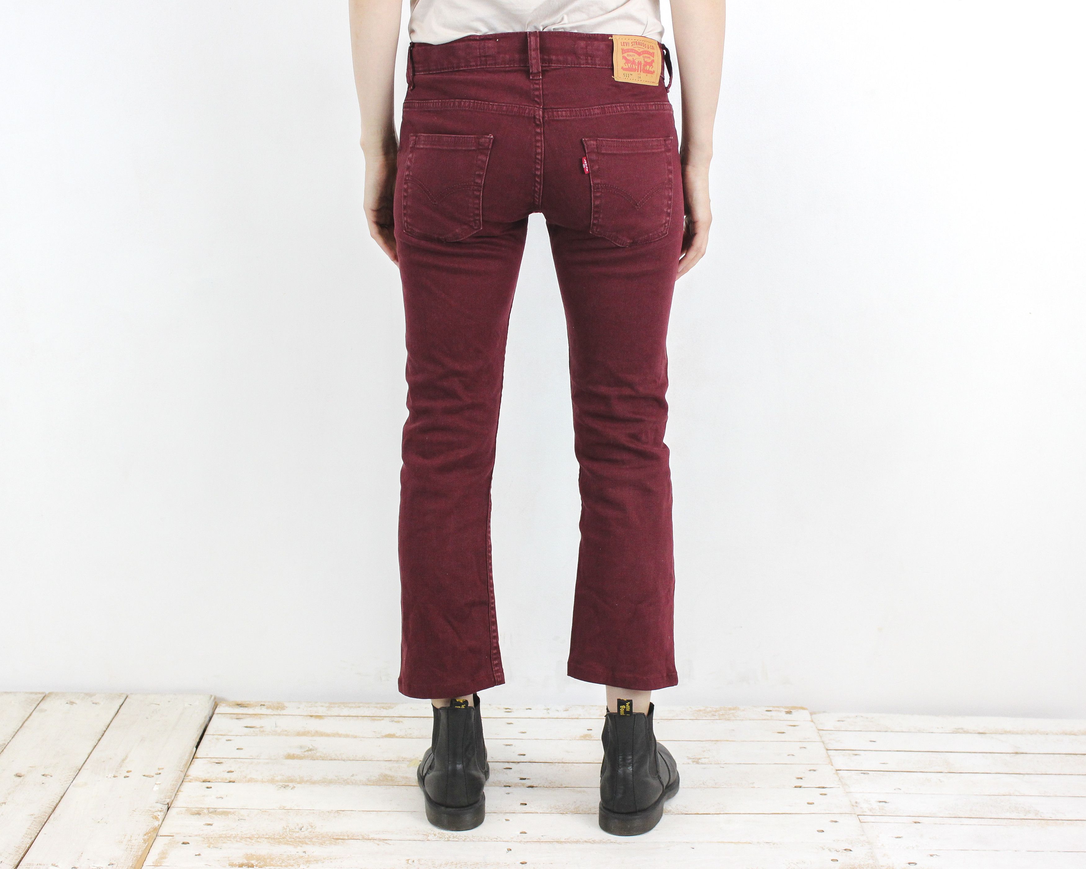 Levi's 511 Denim Jeans Straight Trousers Regular Pants Burgundy Size 28" / US 6 / IT 42 - 4 Thumbnail