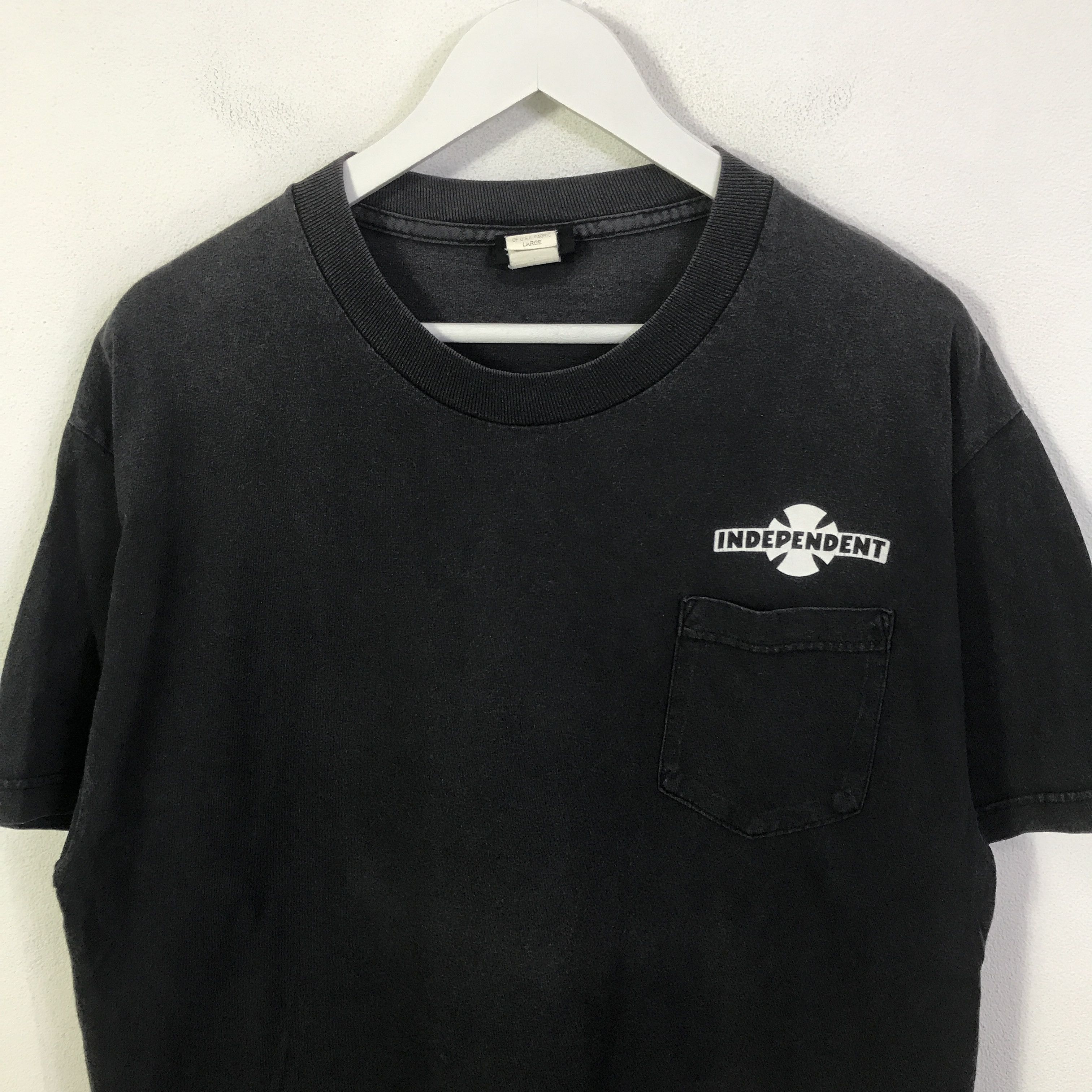 Japanese Brand Independent truck compant Black Fared t-shirt K93B26 Size US L / EU 52-54 / 3 - 4 Thumbnail