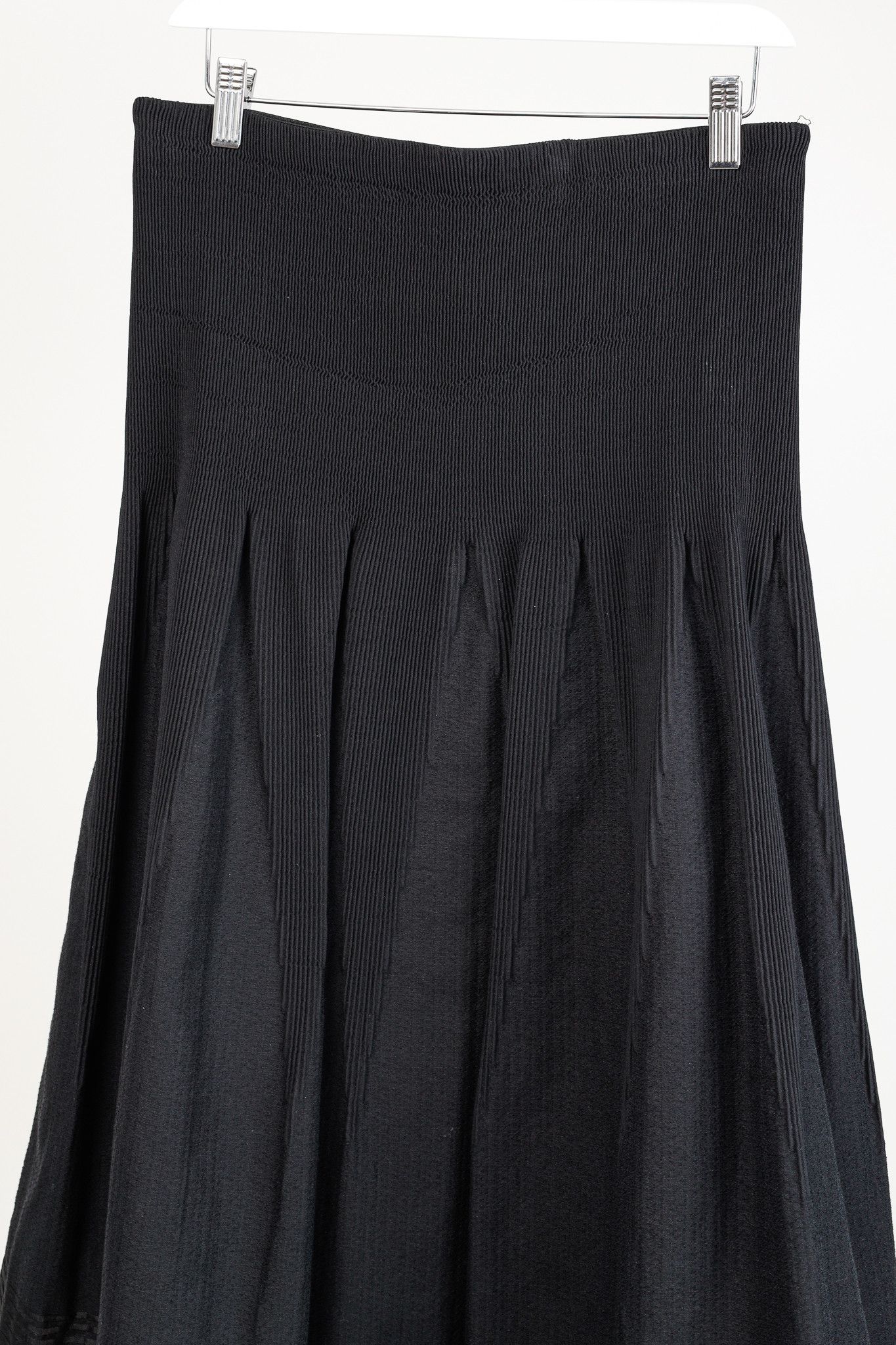 Annette Gortz Annette Gortz Folk Black Wool-Blend Shirred A-Line Skirt Size 31" - 3 Thumbnail