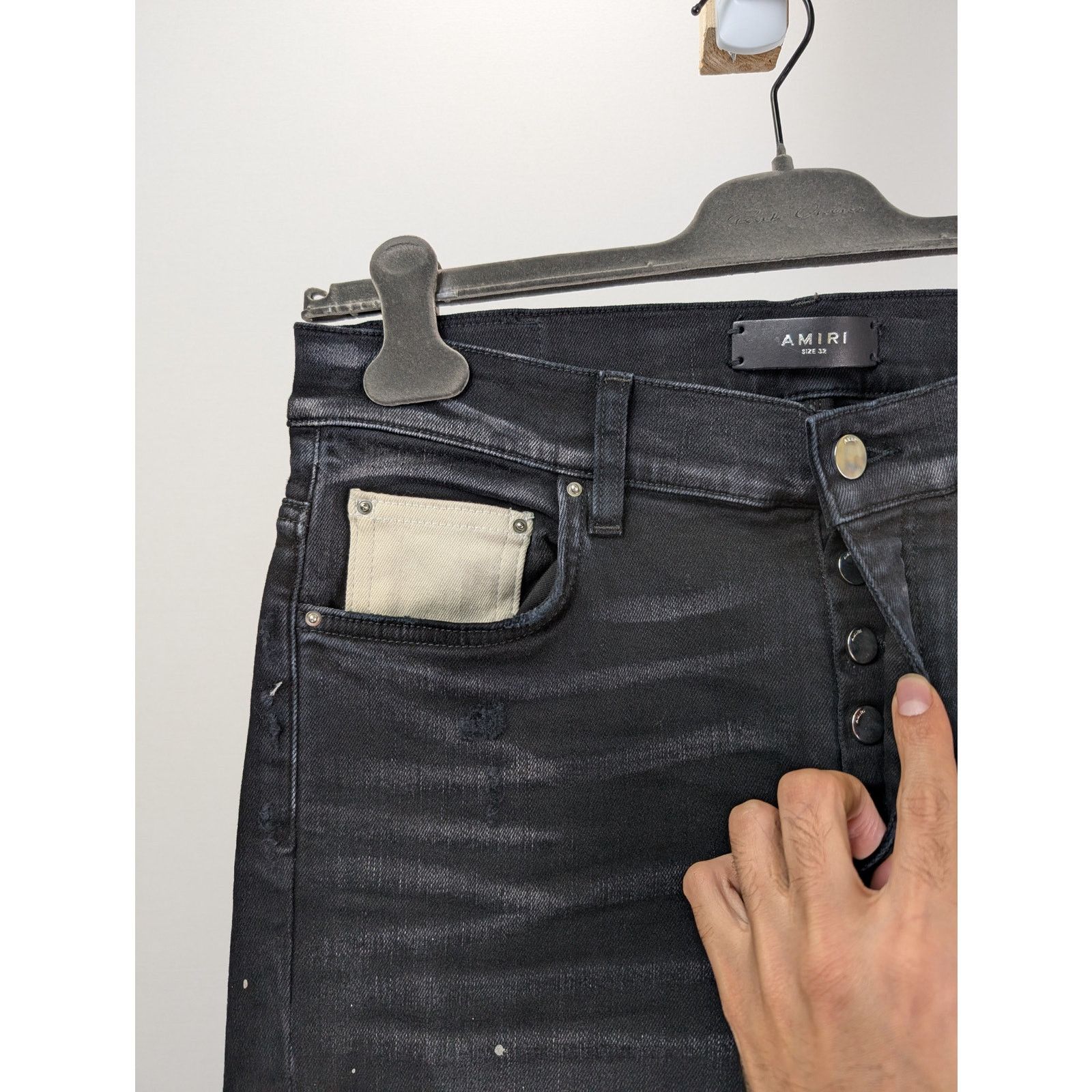 Amiri o1rshd1 Wes Lang Reaper Logo Jean in Aged Black Size US 33 - 7 Thumbnail