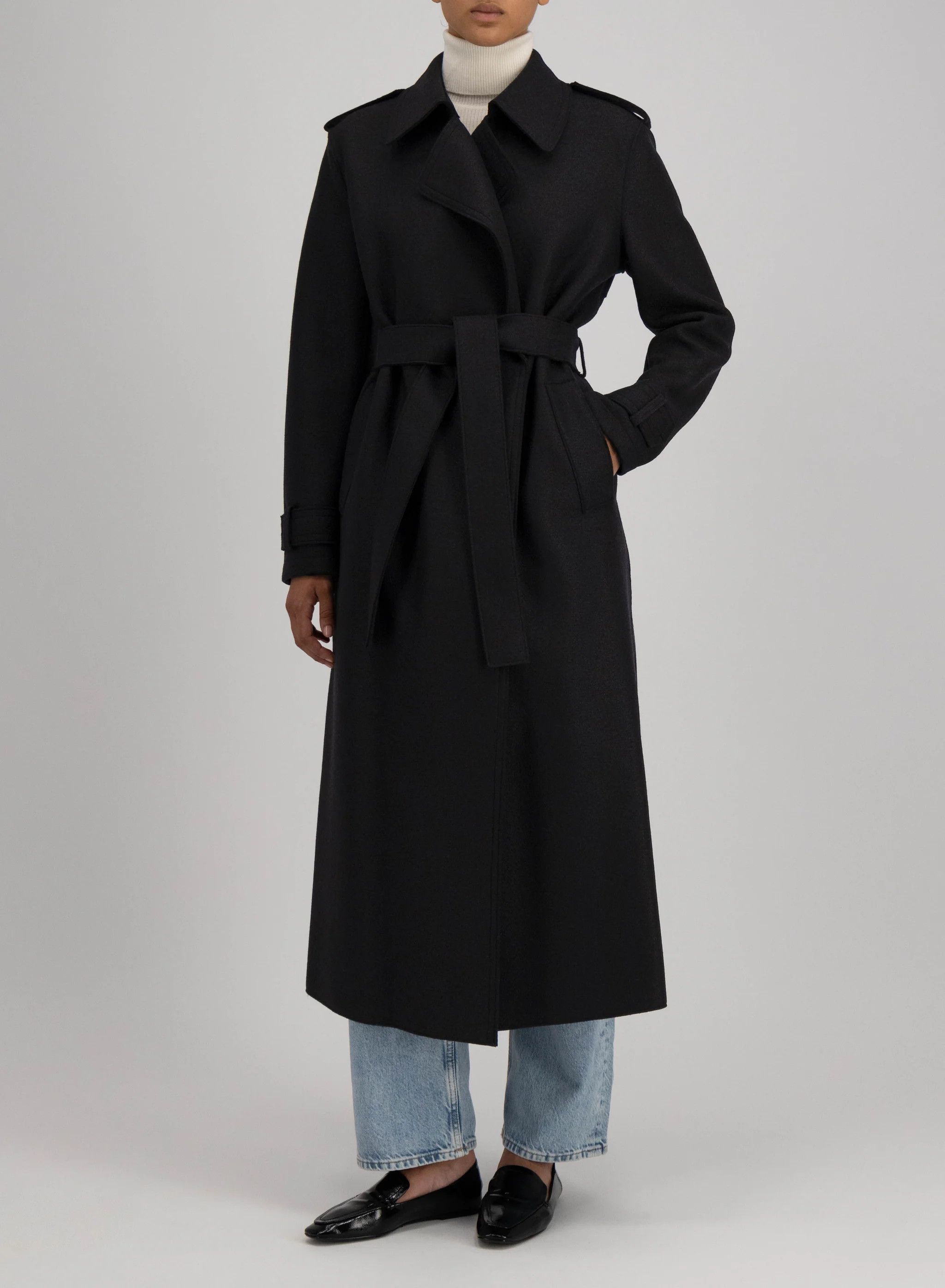 Harris Wharf London o1s22i1n1024 Pressed Wool Robe Coat in Black Size M / US 6-8 / IT 42-44 - 2 Thumbnail
